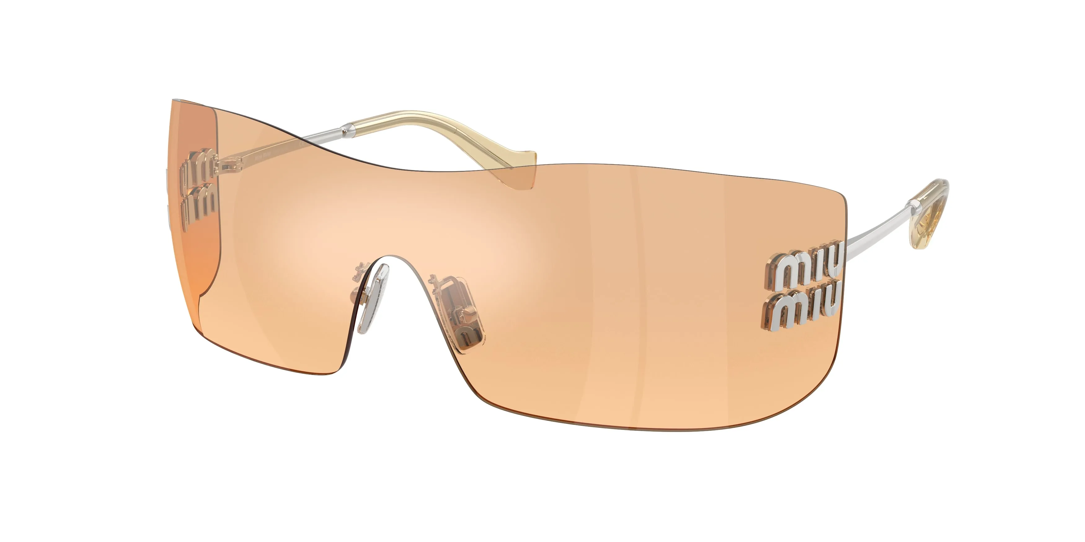 Miu Miu MU B53S 1BC80Y Occhiali da sole Metallo Argento Arancione Squadrata Specchiate Sfumato - immagine 1