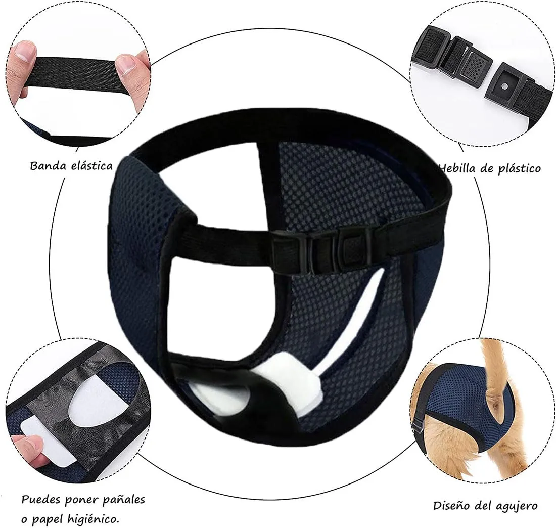 Voarge - Mutandine igieniche per cani con 3 salviette igieniche, lavabili, pannolini sanitari per cani femmina (Nero, S) - immagine 3