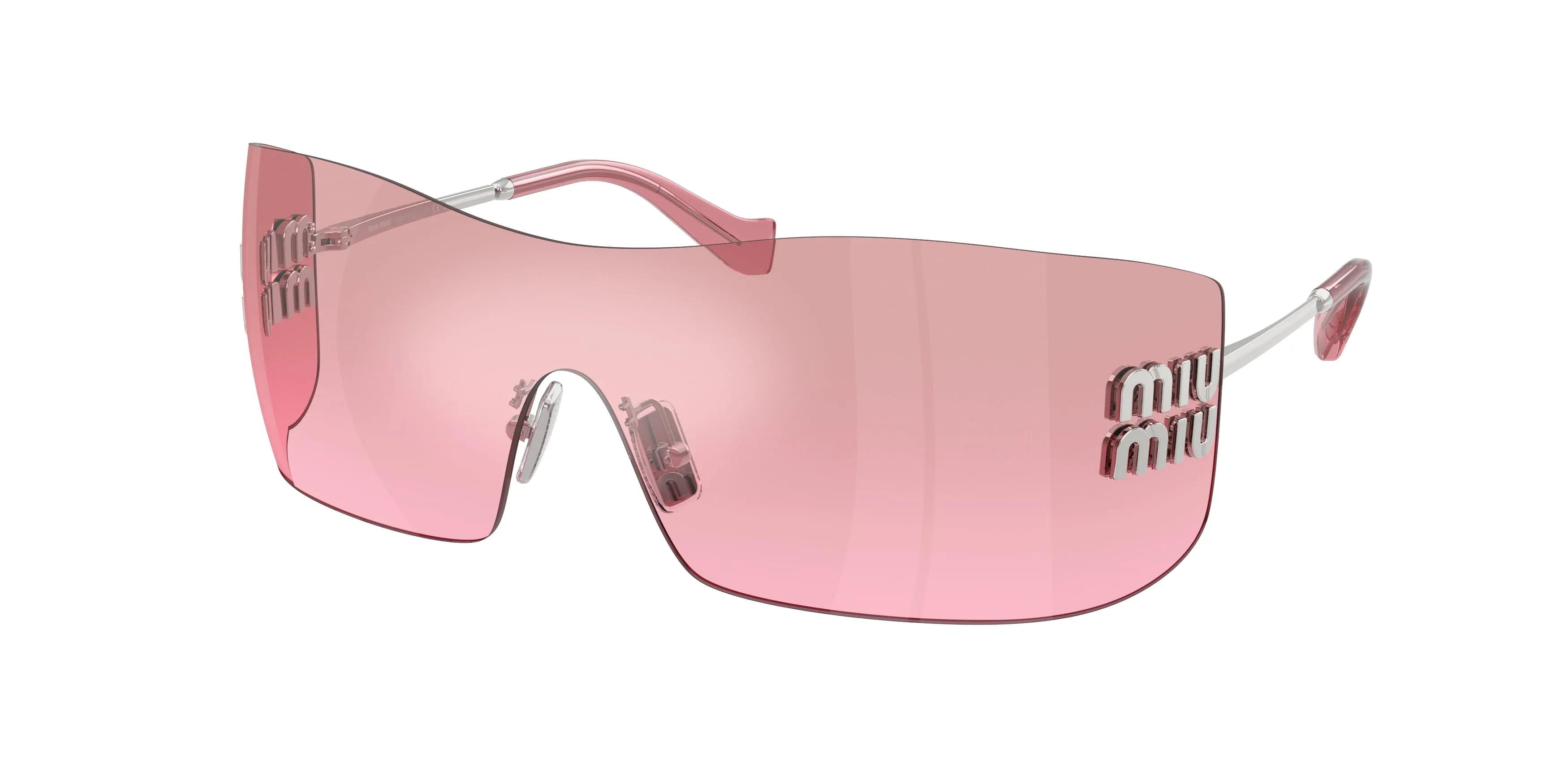 Miu Miu MU B53S 1BC70Y Occhiali da sole Metallo Argento Rosa Squadrata Normale Sfumato - immagine 1