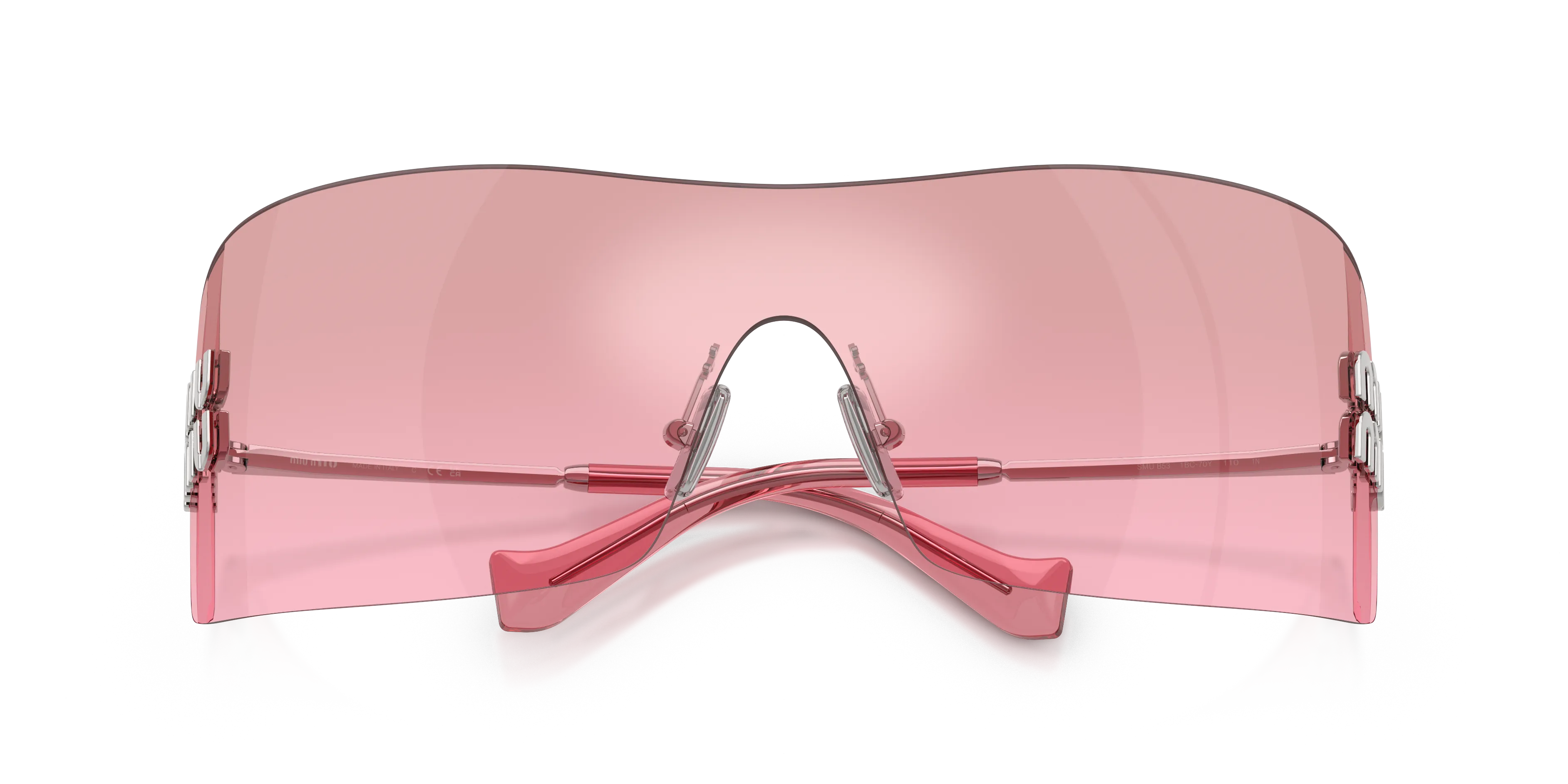 Miu Miu MU B53S 1BC70Y Occhiali da sole Metallo Argento Rosa Squadrata Normale Sfumato - immagine 2