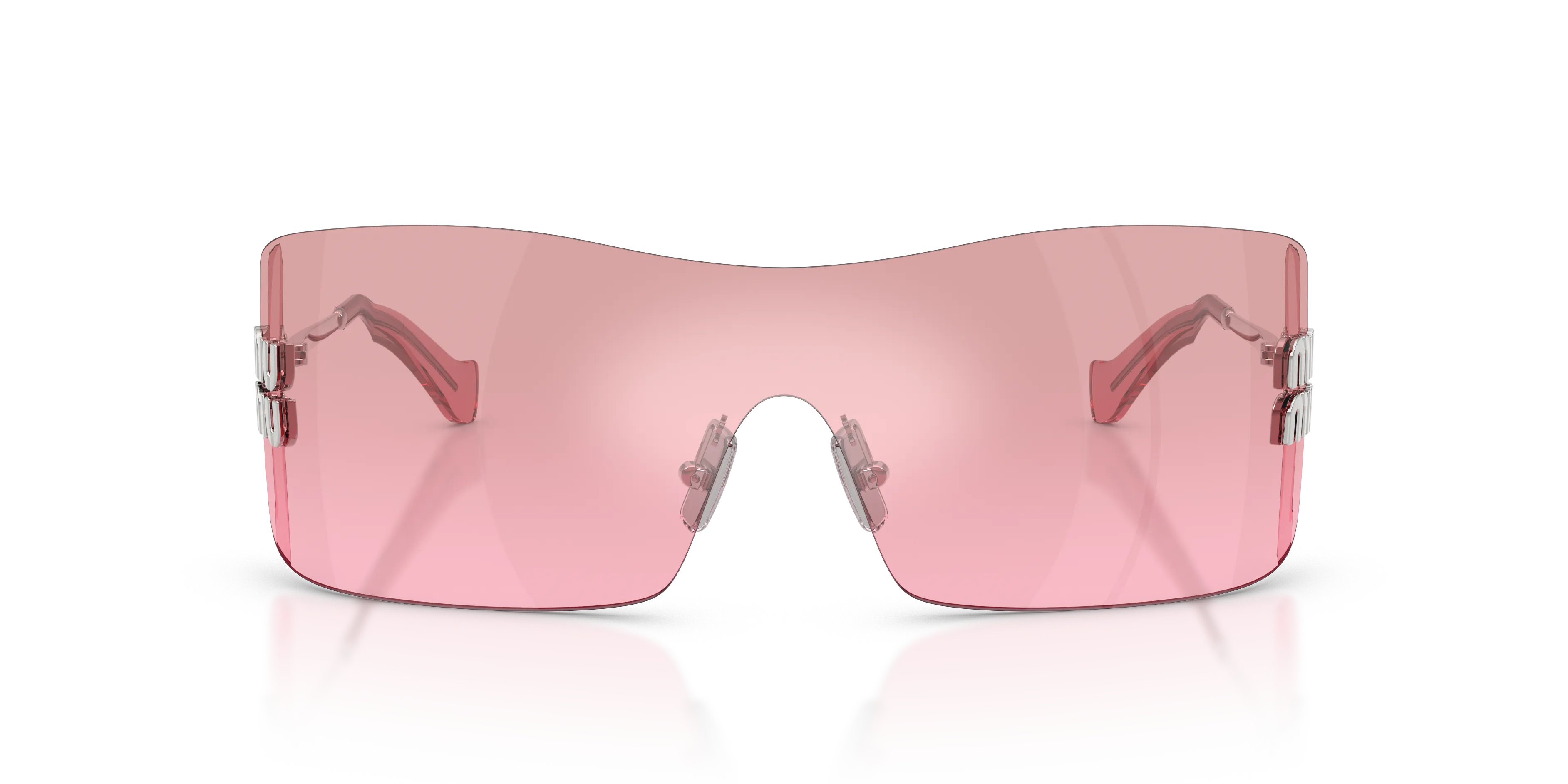Miu Miu MU B53S 1BC70Y Occhiali da sole Metallo Argento Rosa Squadrata Normale Sfumato - immagine 3