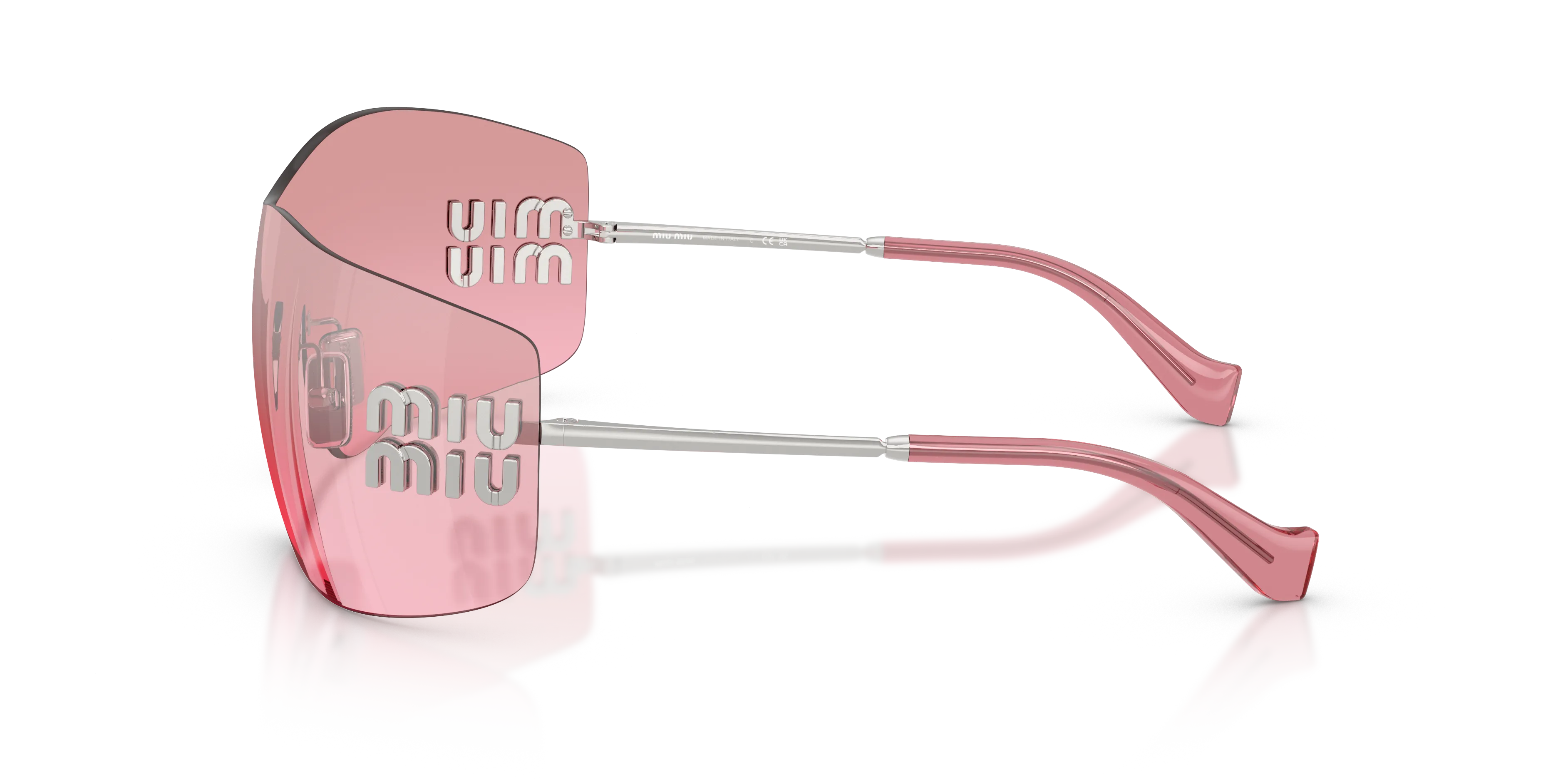 Miu Miu MU B53S 1BC70Y Occhiali da sole Metallo Argento Rosa Squadrata Normale Sfumato - immagine 4