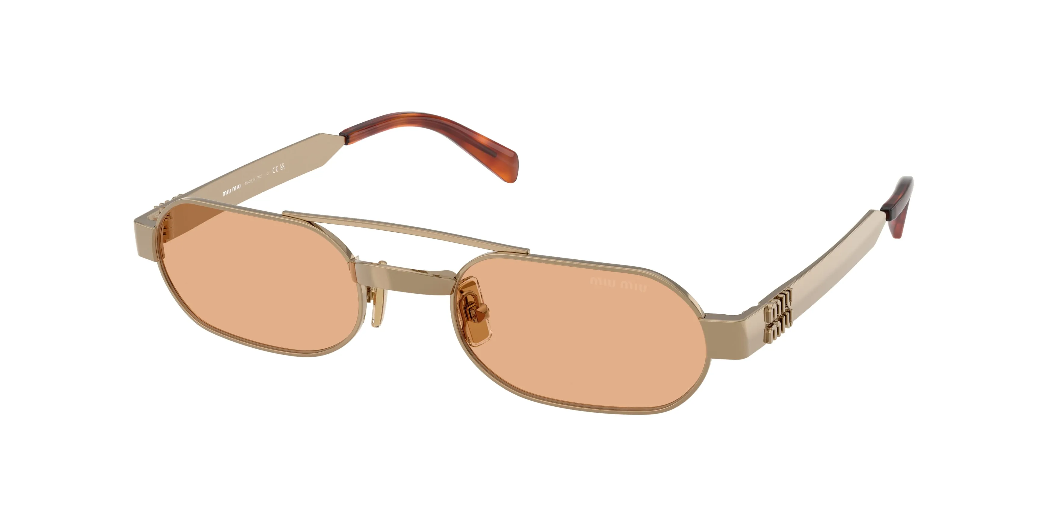 Miu Miu MU B52S 7OE90X Occhiali da sole Metallo Marrone Arancione Rotonda Normale - immagine 1