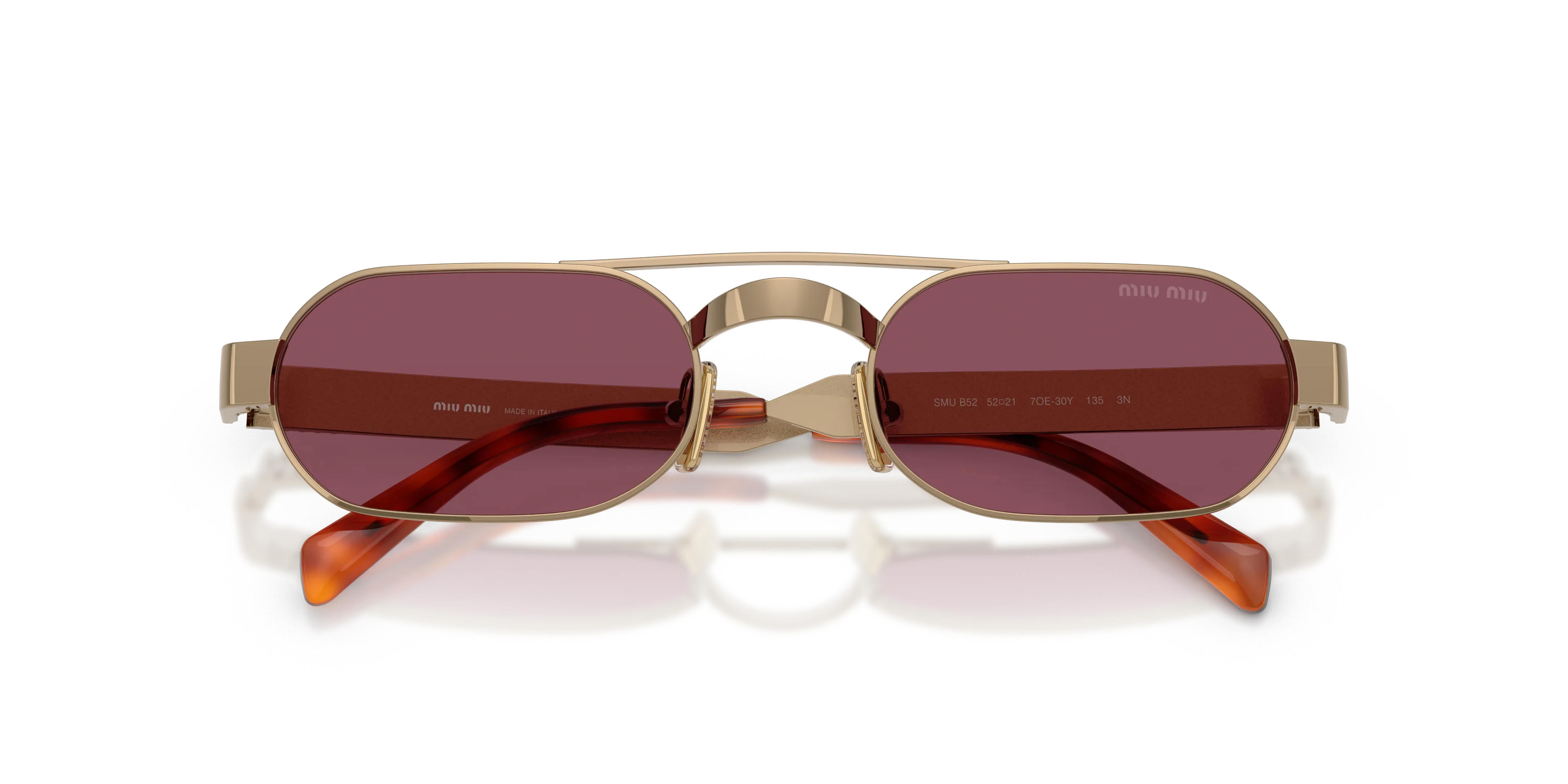 Miu Miu MU B52S 7OE30Y Occhiali da sole Metallo Marrone Viola Rotonda Normale - immagine 2