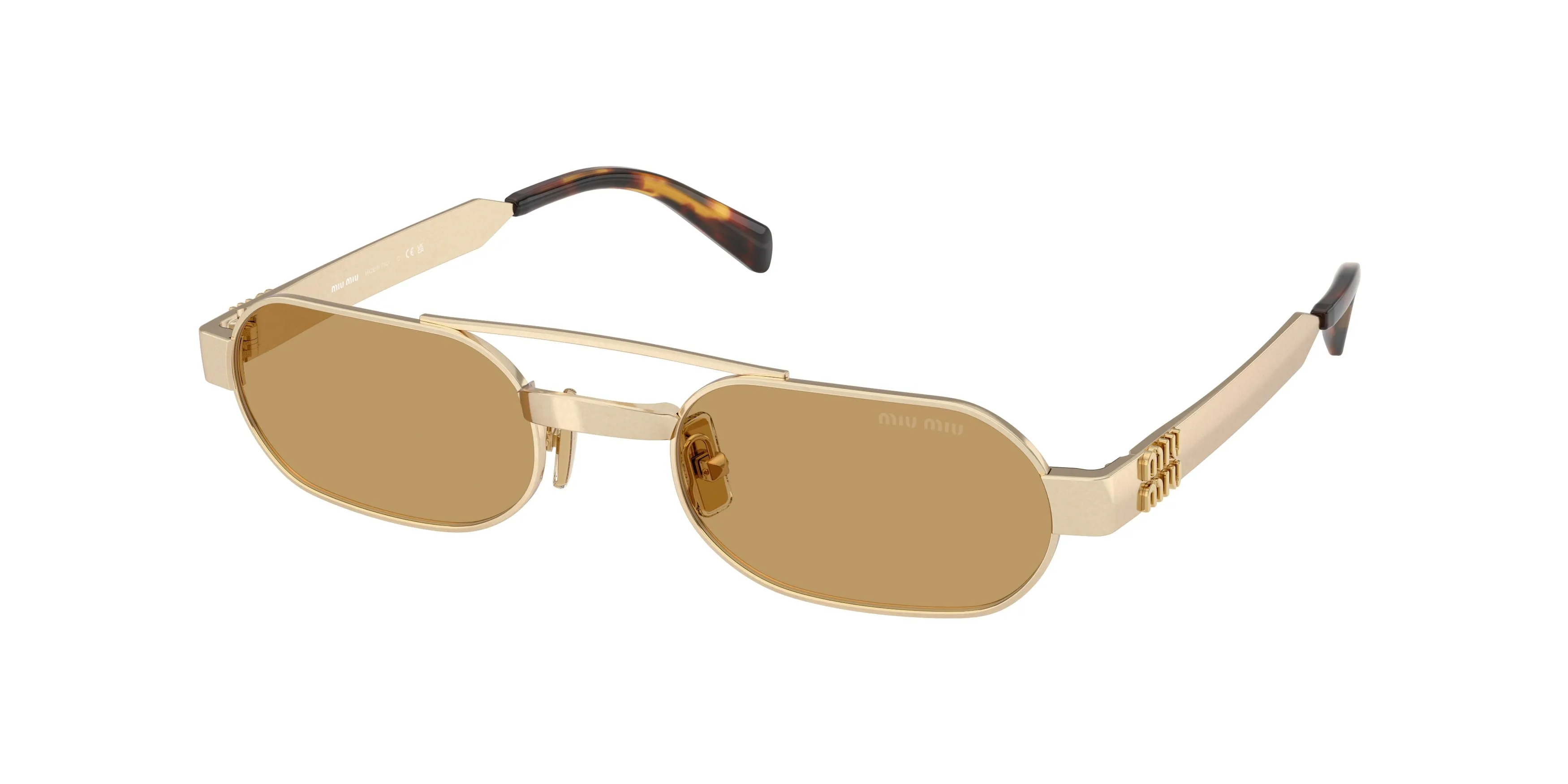 Miu Miu MU B52S 22M10Y Occhiali da sole Metallo Oro Marrone Rotonda Normale - immagine 1