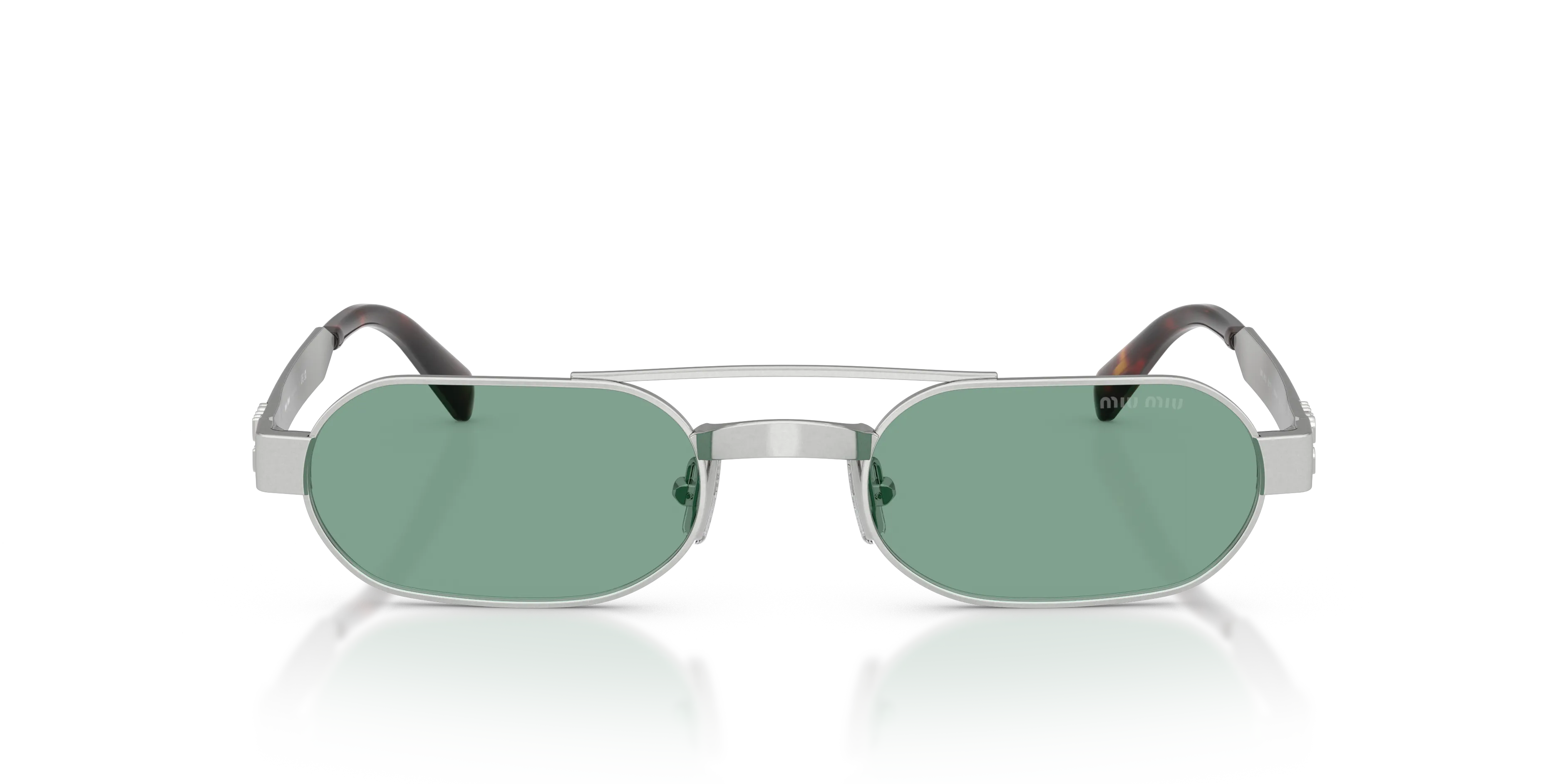 Miu Miu MU B52S 21M40Y Occhiali da sole Metallo Argento Verde Rotonda Normale - immagine 3