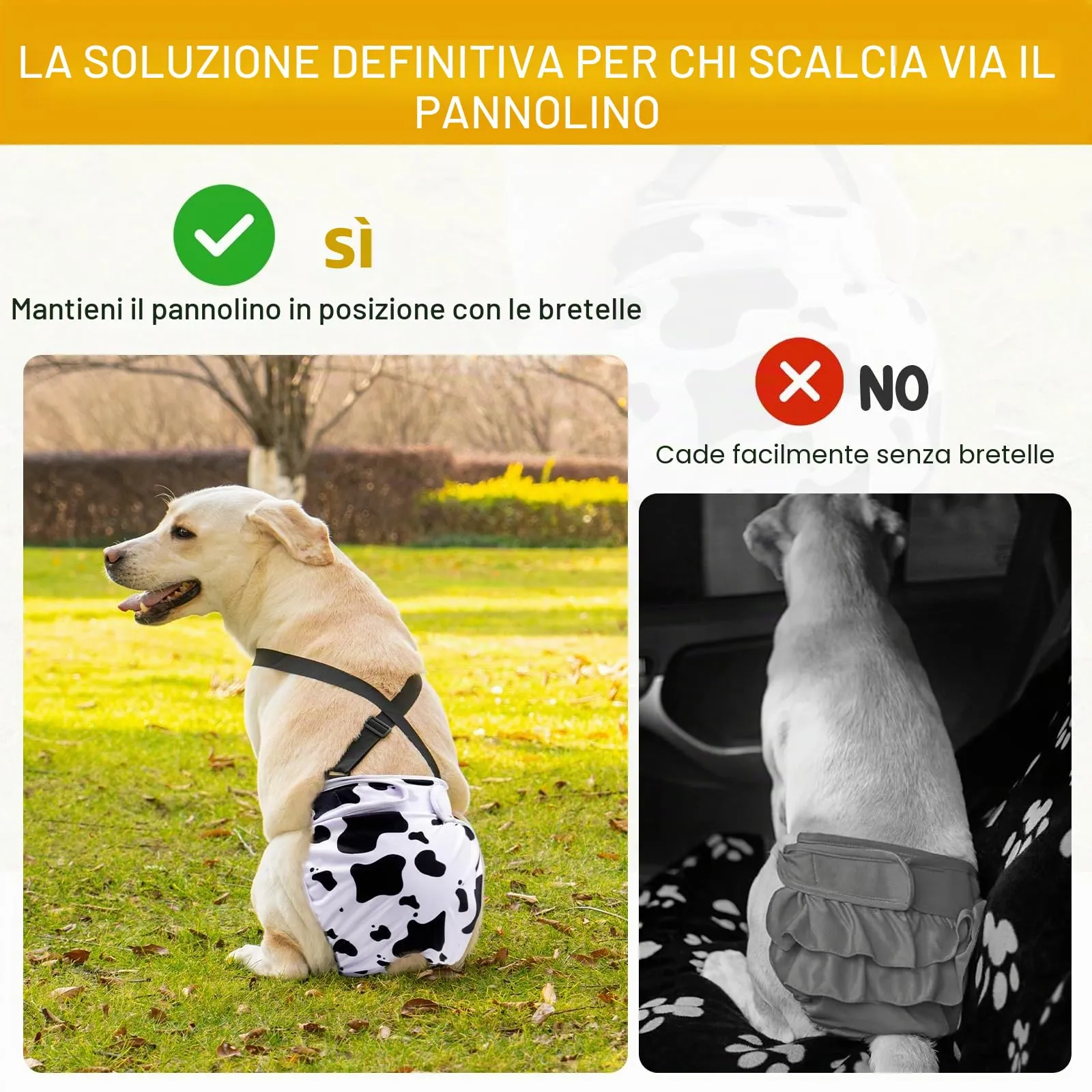 Avont 3 Pezzi Pannolini Cane Femmina Regolabili con Cinghie, Mutandine Cane Femmina Calore Altamente Riutilizzabili -XL Verde/Bianco/Viola - immagine 2