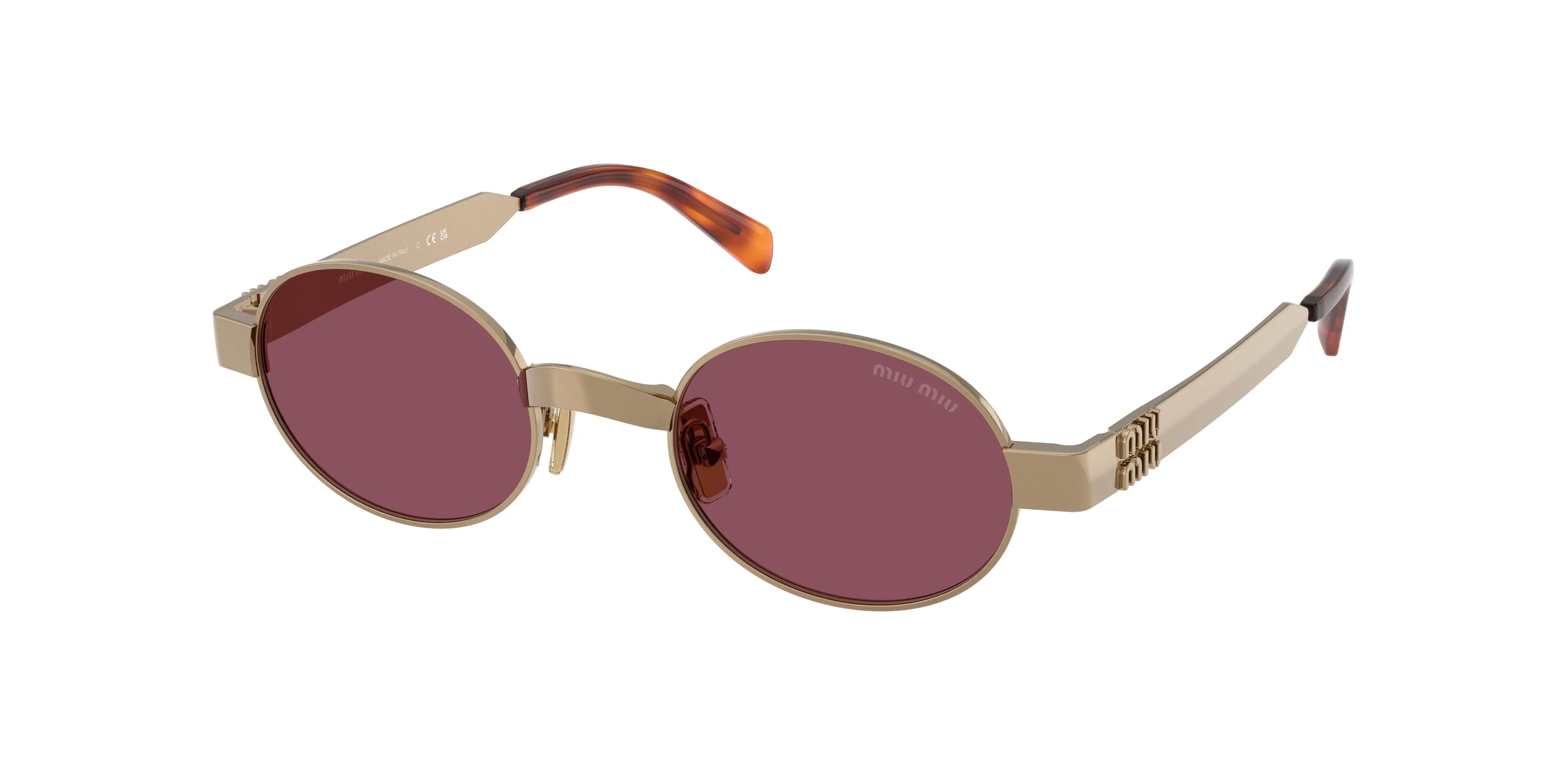 Miu Miu MU B51S 7OE30Y Occhiali da sole Metallo Marrone Viola Rotonda Normale - immagine 1