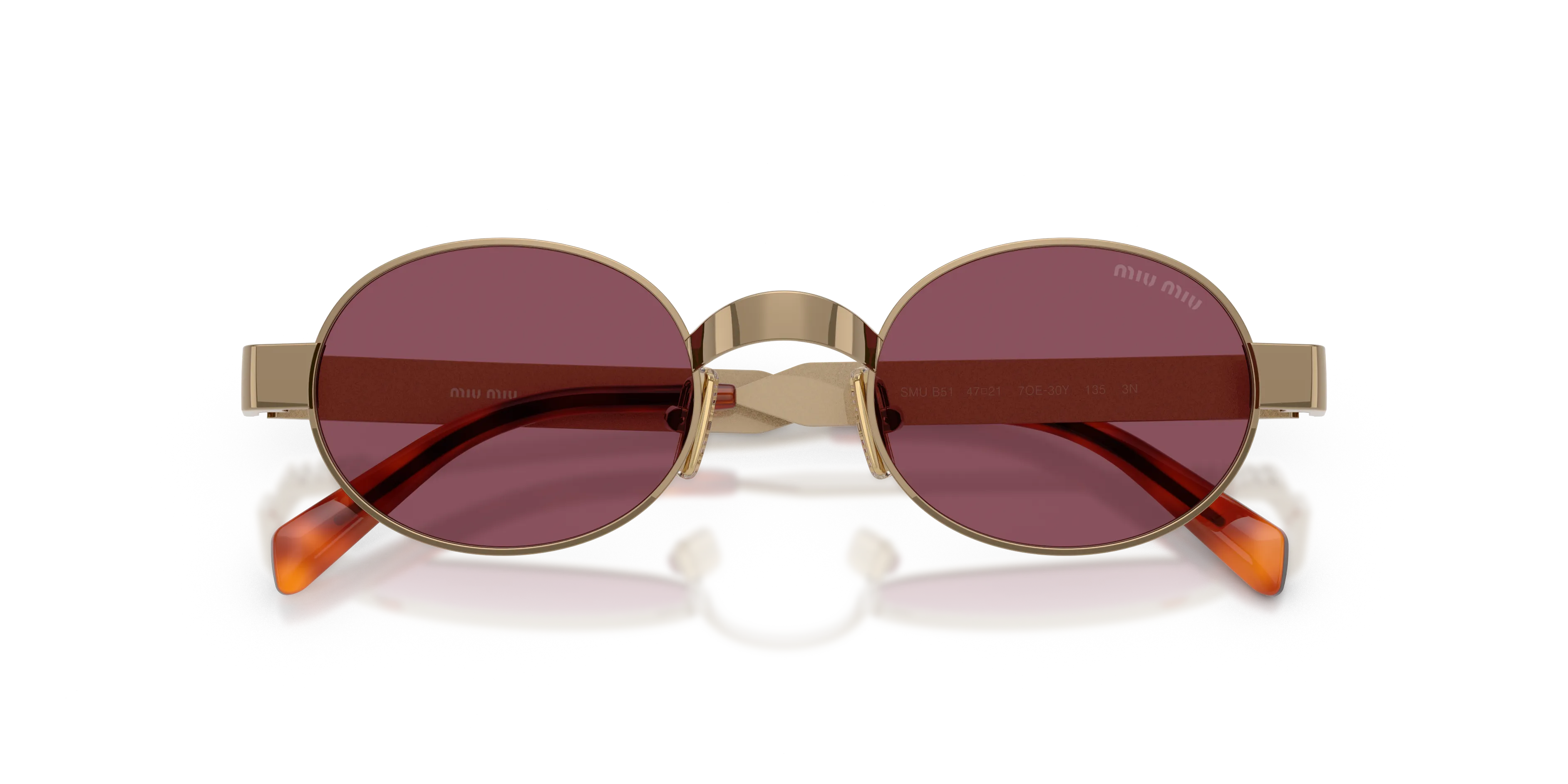 Miu Miu MU B51S 7OE30Y Occhiali da sole Metallo Marrone Viola Rotonda Normale - immagine 2
