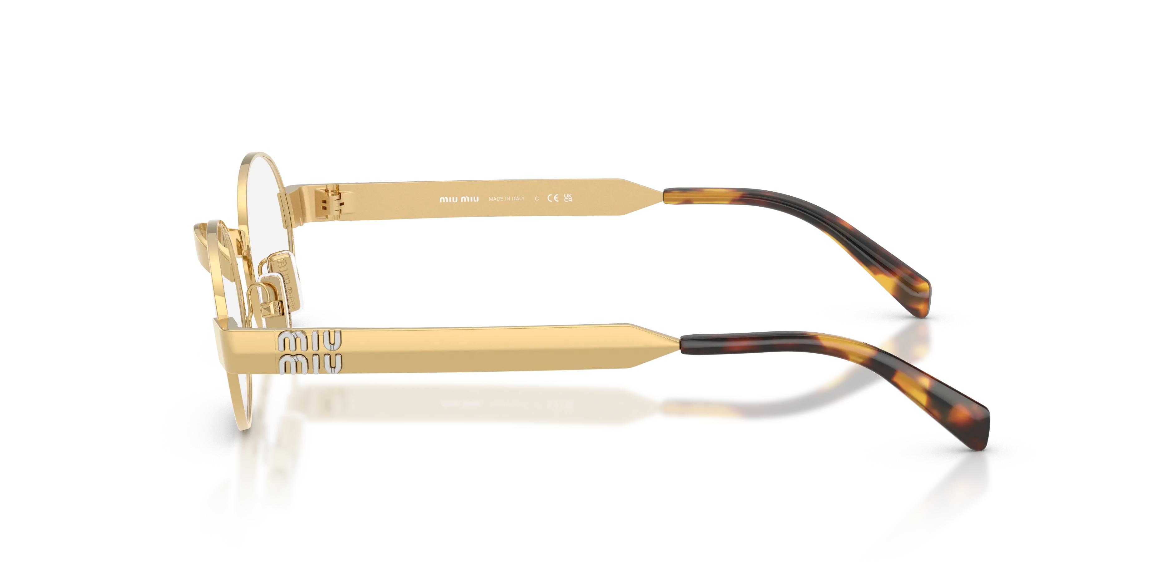 Miu Miu MU B51S 5AK10W Occhiali da sole Metallo Oro Trasparente Rotonda Normale - immagine 4