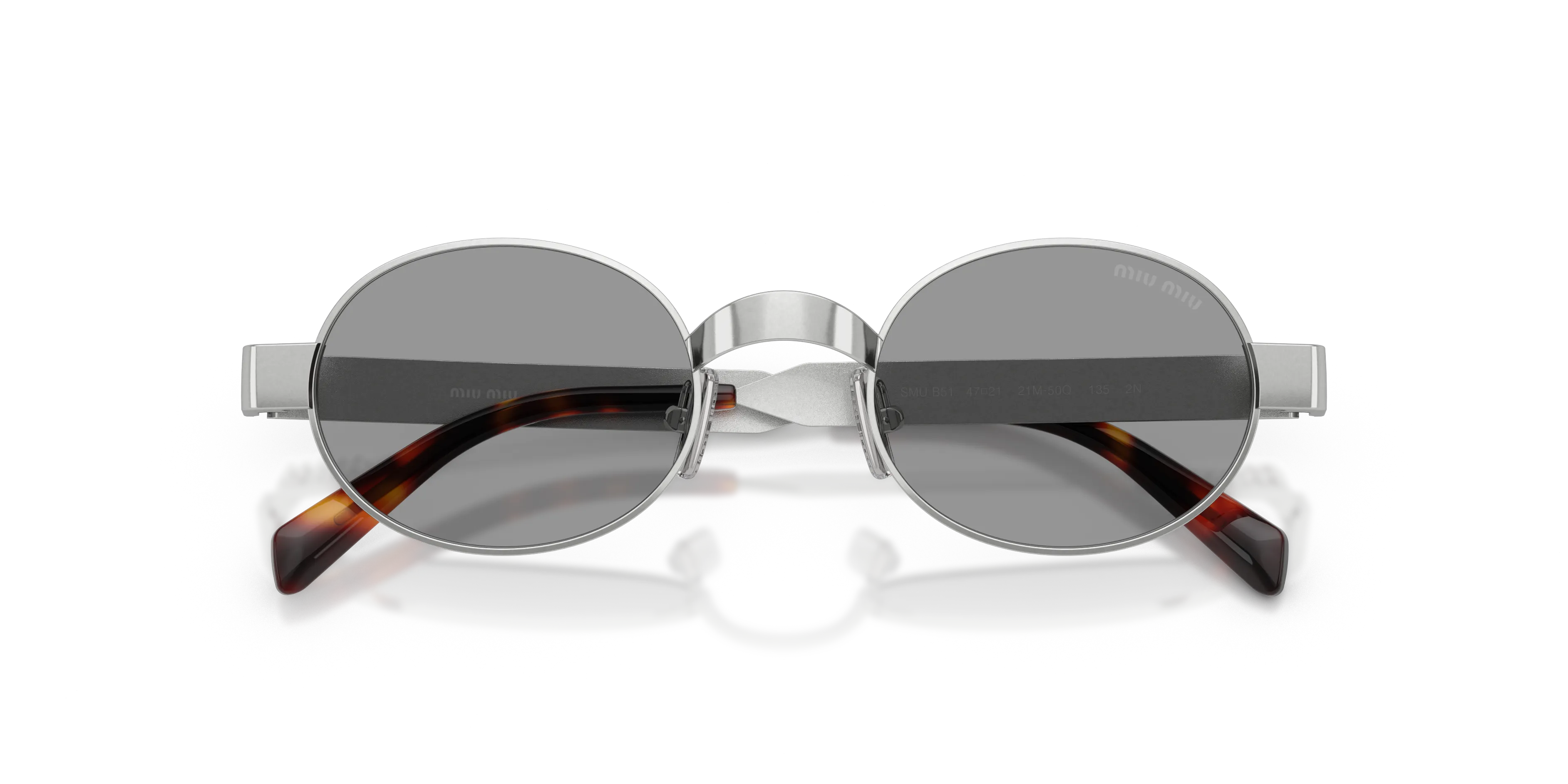 Miu Miu MU B51S 21M50Q Occhiali da sole Metallo Argento Grigio Rotonda Normale - immagine 2