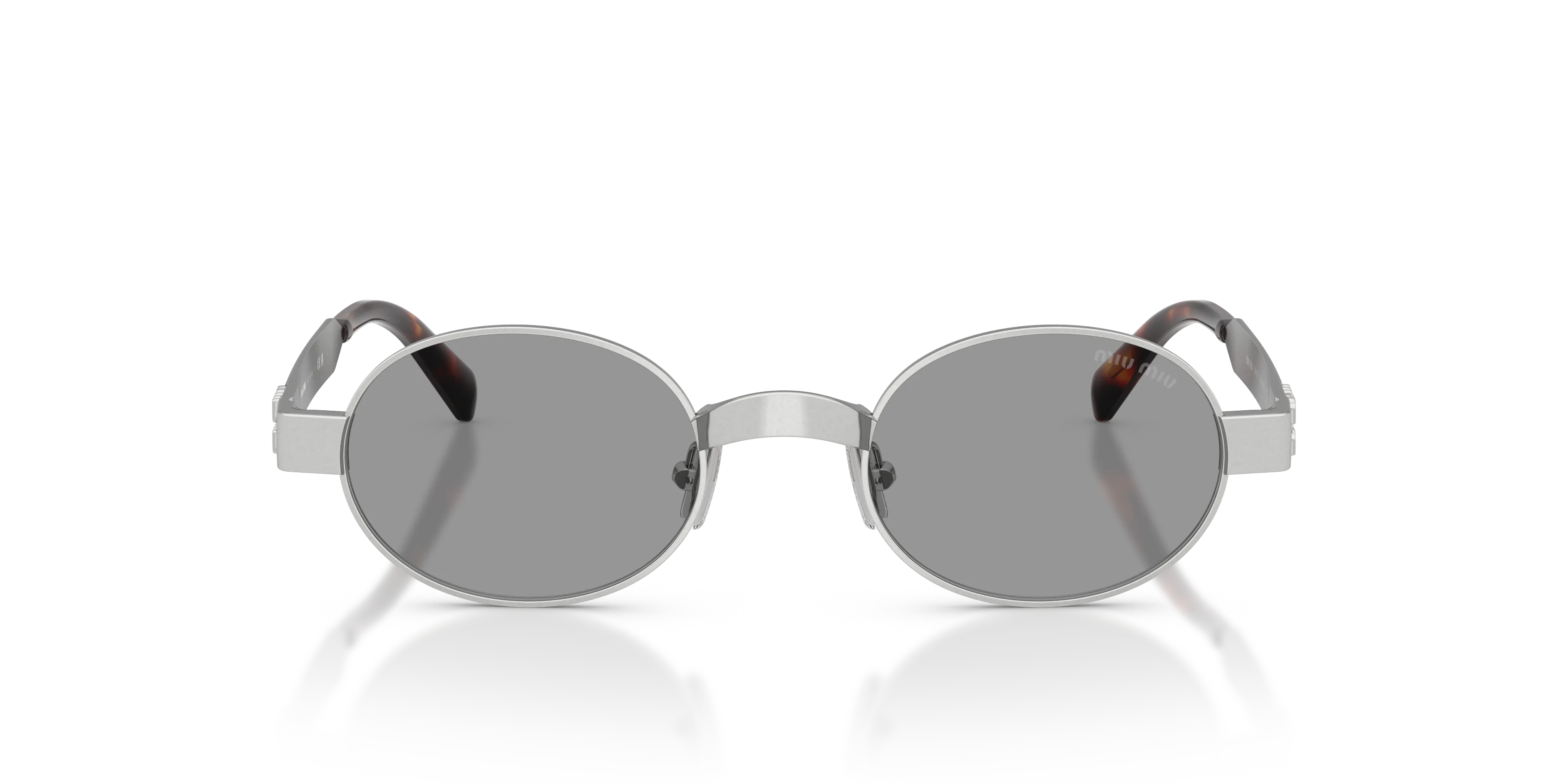 Miu Miu MU B51S 21M50Q Occhiali da sole Metallo Argento Grigio Rotonda Normale - immagine 3