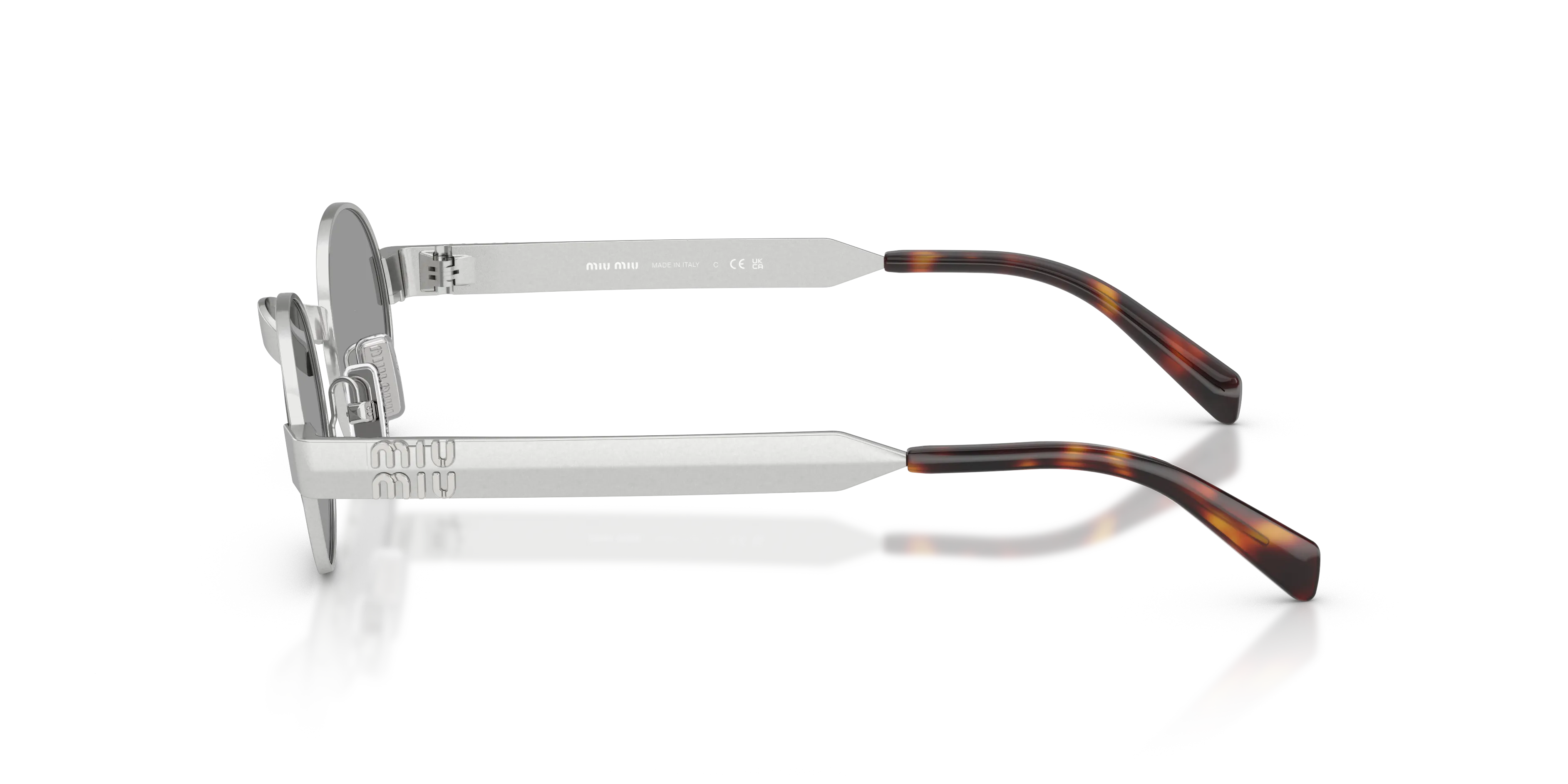 Miu Miu MU B51S 21M50Q Occhiali da sole Metallo Argento Grigio Rotonda Normale - immagine 4