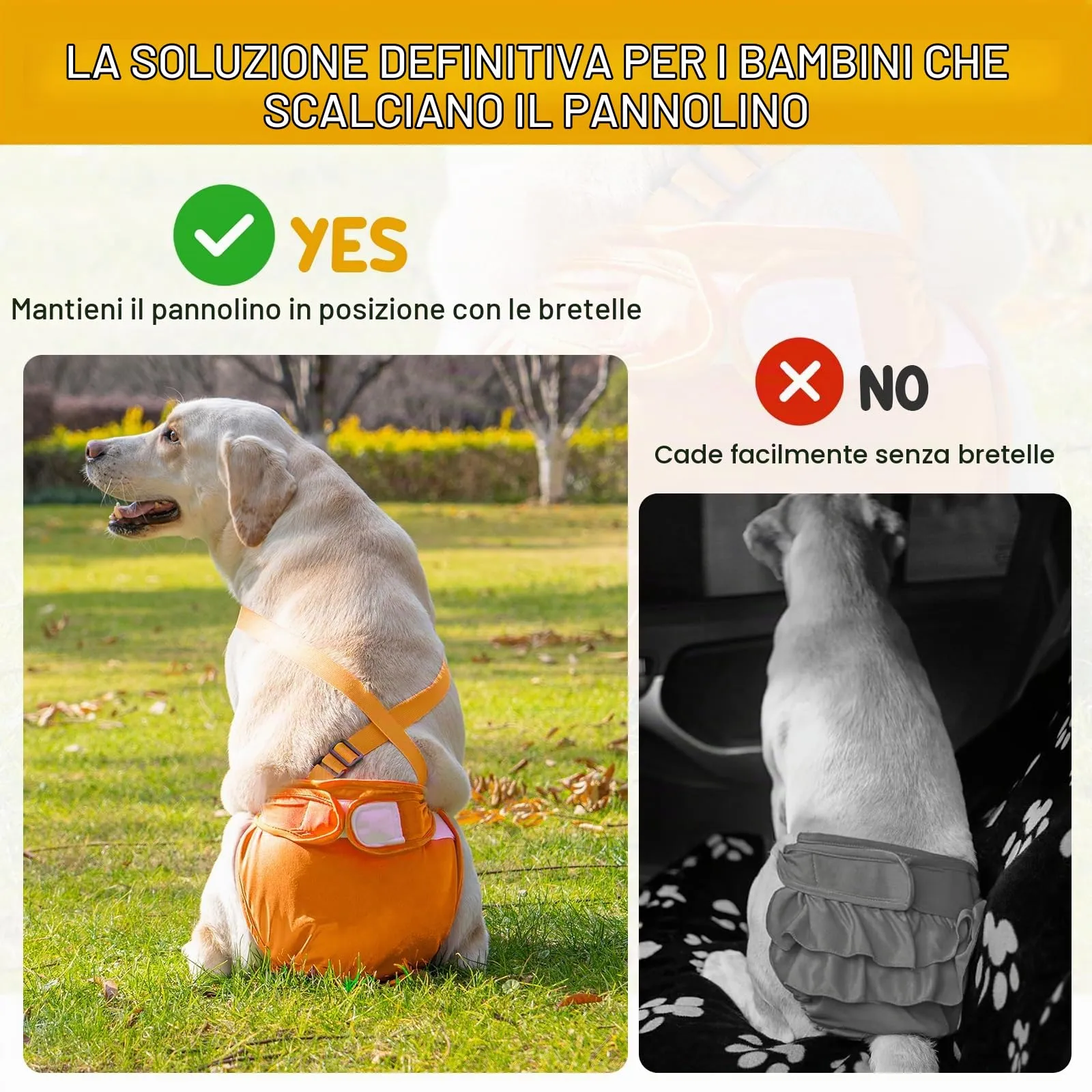Avont 3 Pezzi Pannolini Cane Femmina Regolabili con Cinghie, Mutandine Cane Femmina Calore Altamente Riutilizzabili -L Blu/Arancione/Grigio - immagine 2