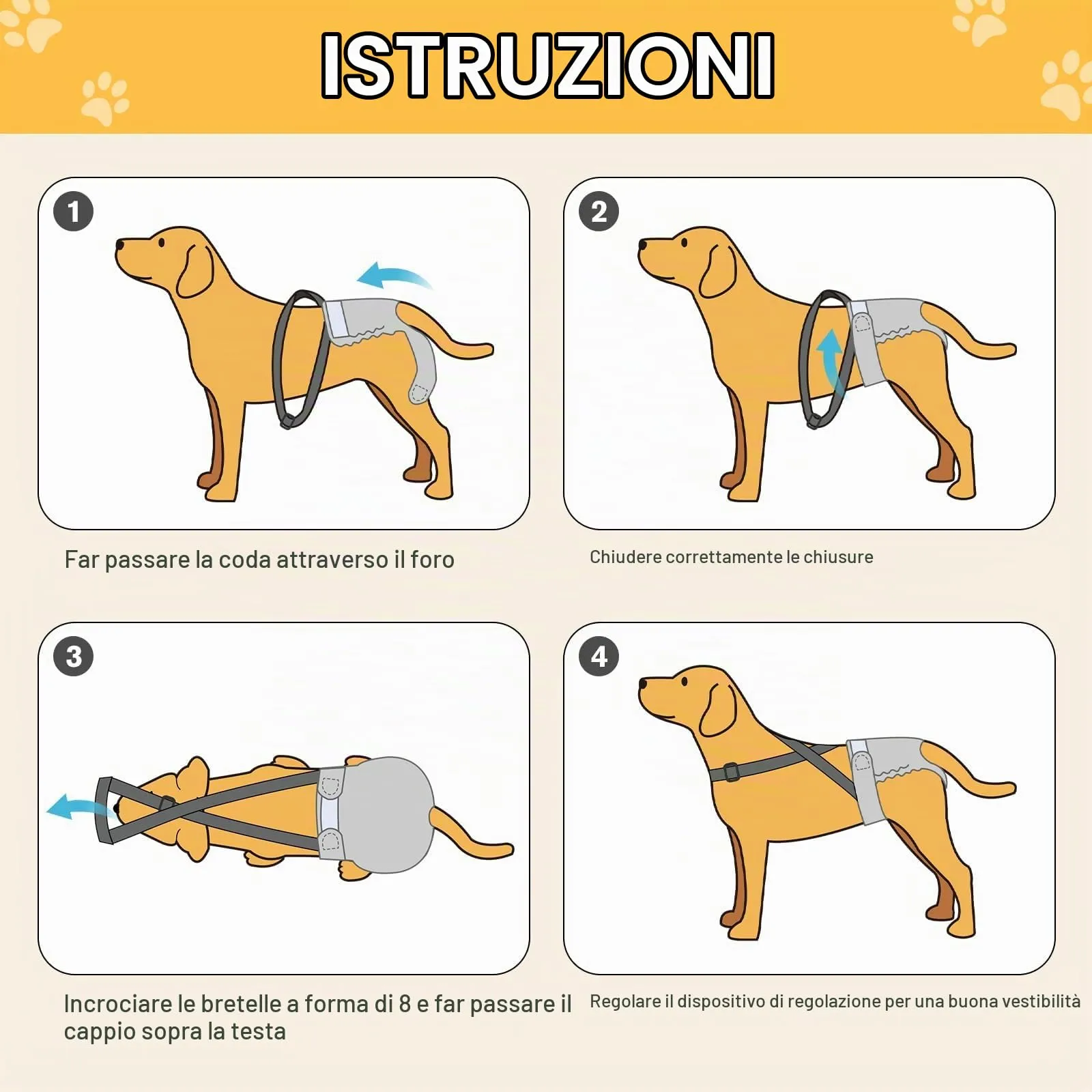 Avont 3 Pezzi Pannolini Cane Femmina Regolabili con Cinghie, Mutandine Cane Femmina Calore Altamente Riutilizzabili -L Blu/Arancione/Grigio - immagine 6