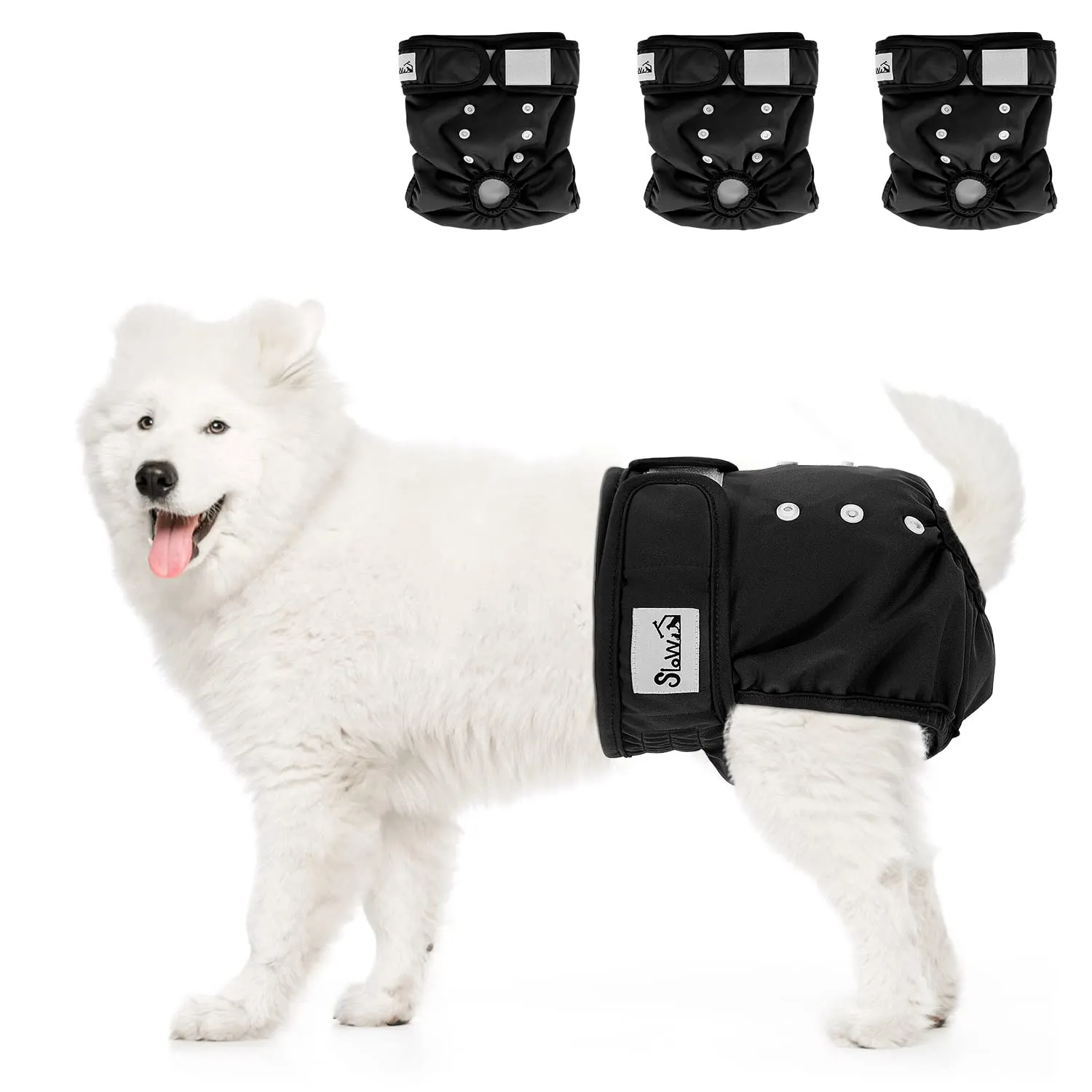 SlowTon Pannolini Riutilizzabili Del Cane Femmina, 3 Pack No Leak Lavabili Dog Period Pantaloni Super assorbenti Pantaloni di Calore Del Cane Comodi Pannolini Sanitari Del Cane con Pulsanti Regolabili - immagine 1