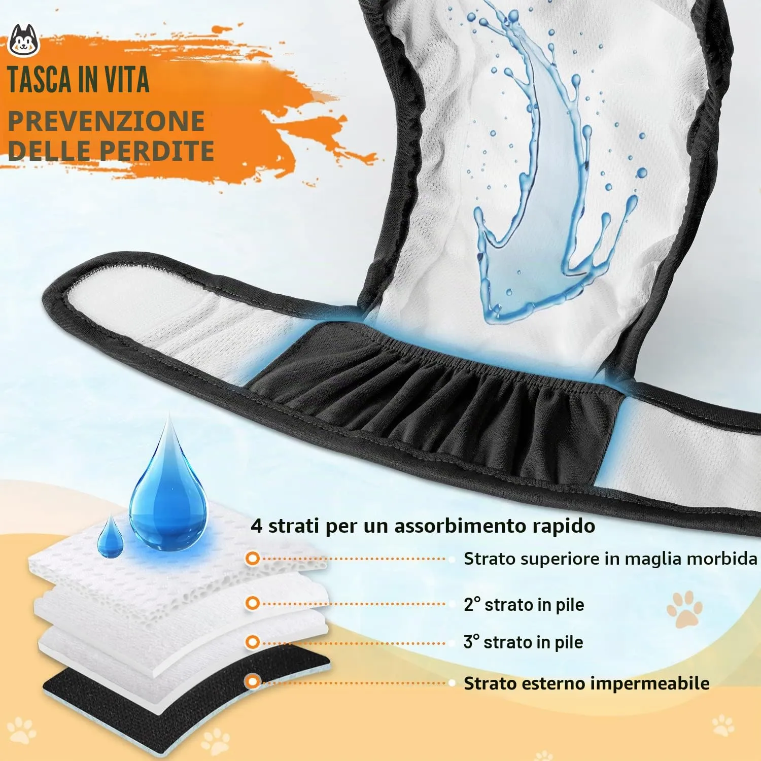 SlowTon Pannolini Riutilizzabili Del Cane Femmina, 3 Pack No Leak Lavabili Dog Period Pantaloni Super assorbenti Pantaloni di Calore Del Cane Comodi Pannolini Sanitari Del Cane con Pulsanti Regolabili - immagine 5