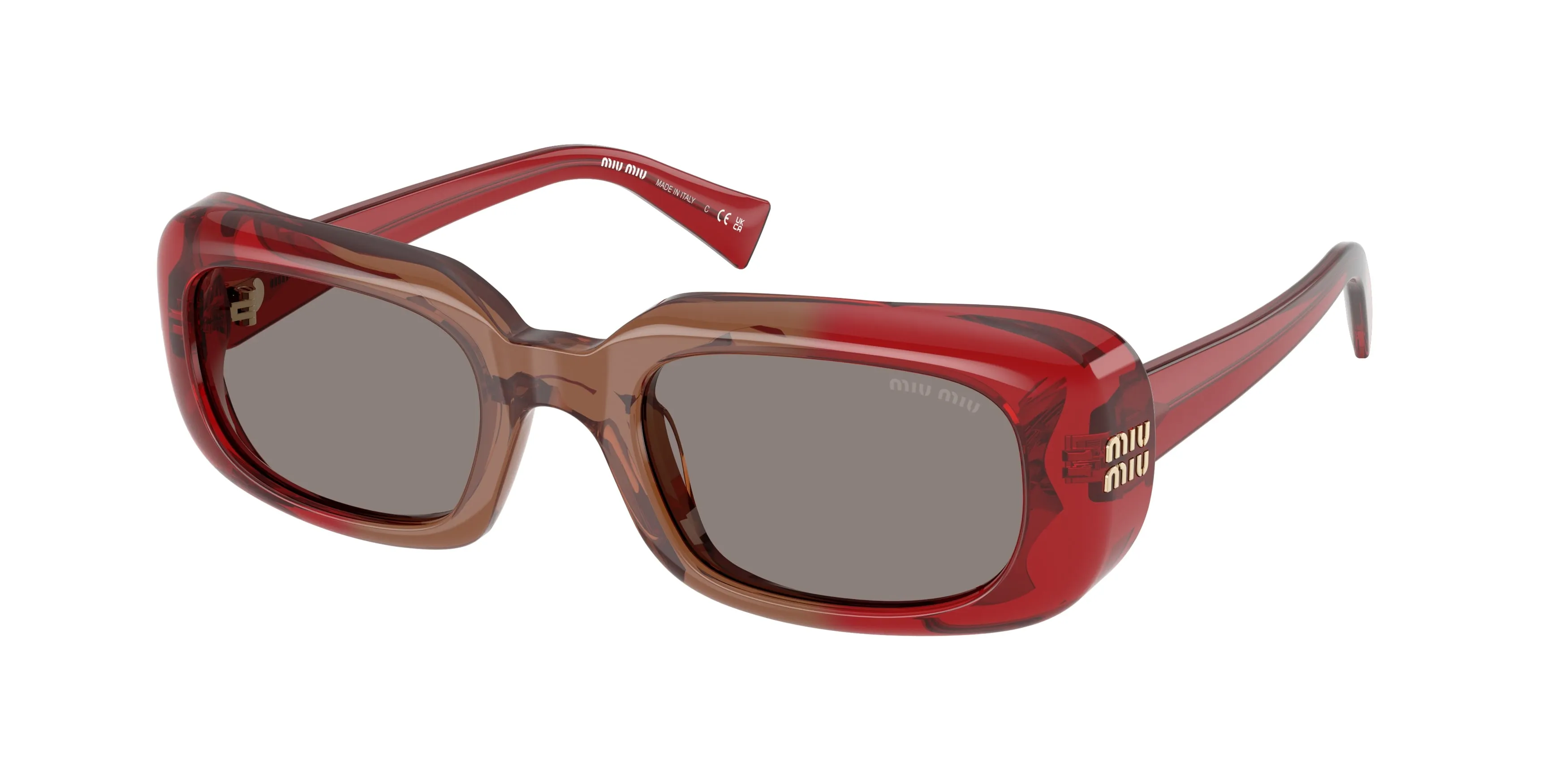 Miu Miu MU B13S 23M80Q Occhiali da sole Acetato Rosso Grigio Squadrata Normale - immagine 1