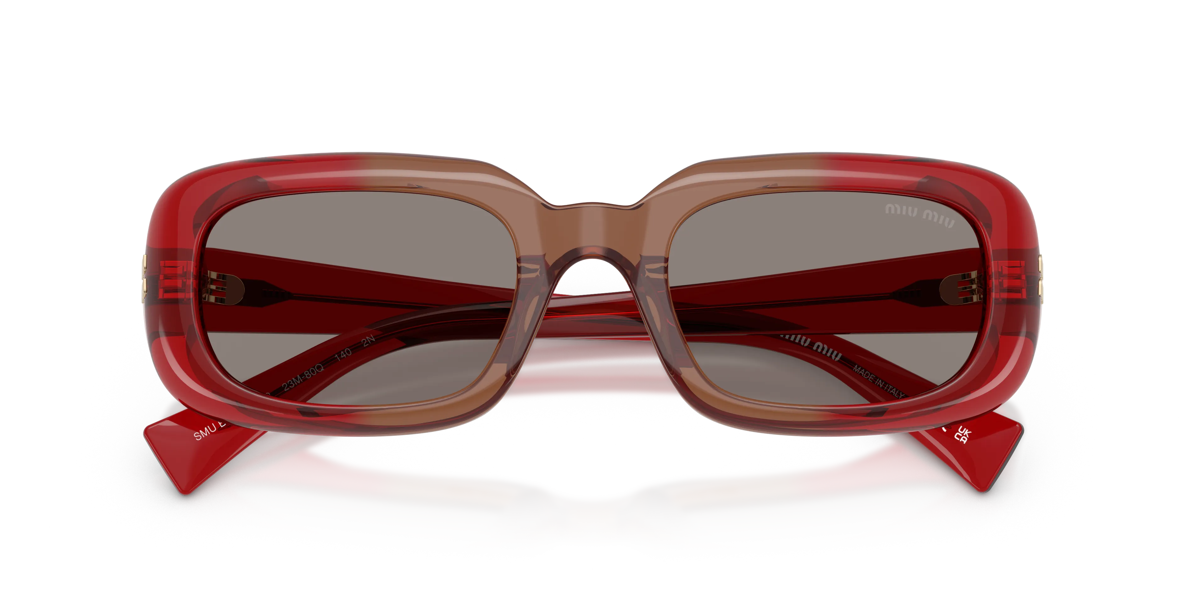 Miu Miu MU B13S 23M80Q Occhiali da sole Acetato Rosso Grigio Squadrata Normale - immagine 2
