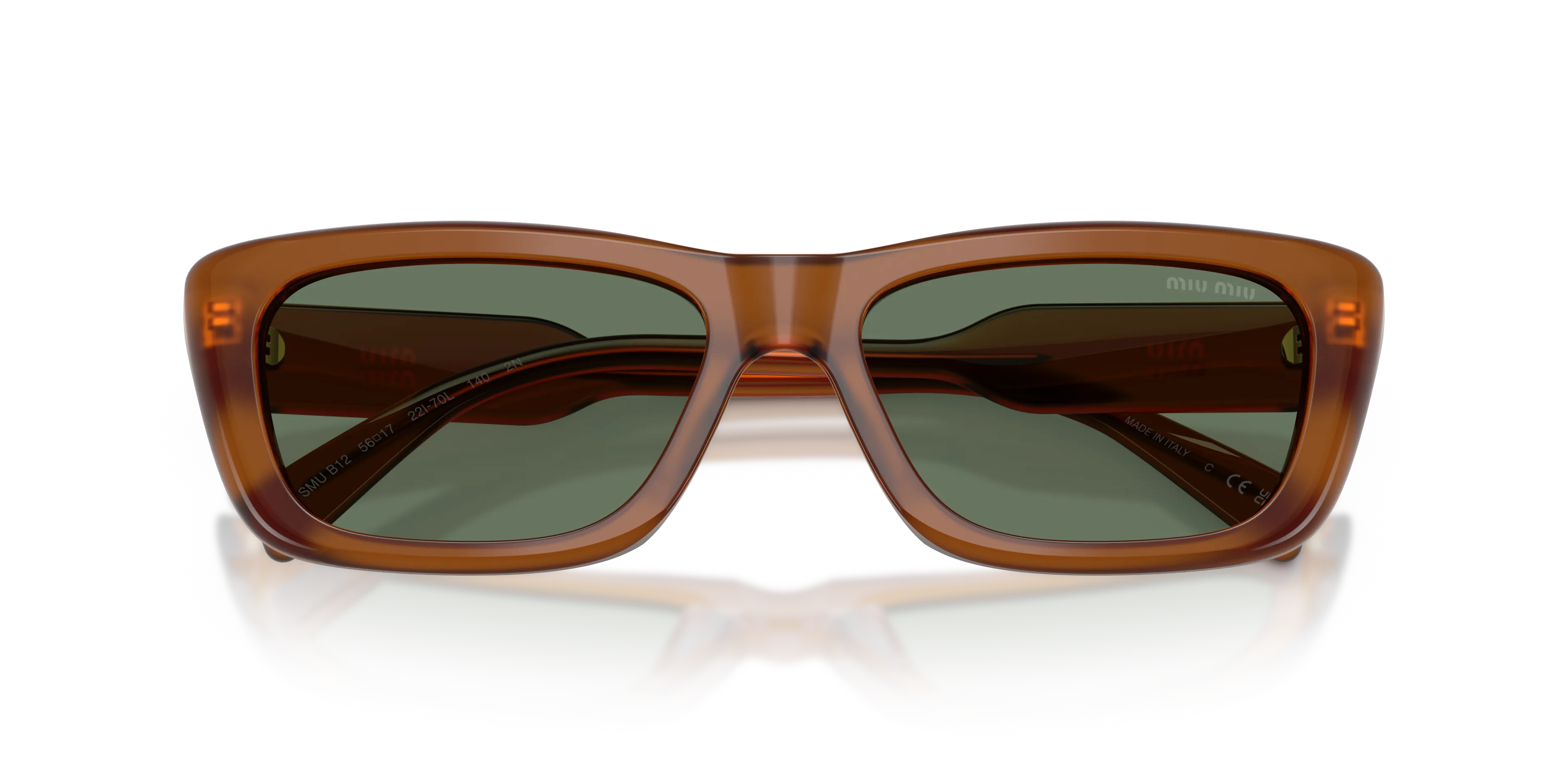 Miu Miu MU B12S 22I70L Occhiali da sole Acetato Marrone Verde Squadrata Normale - immagine 2