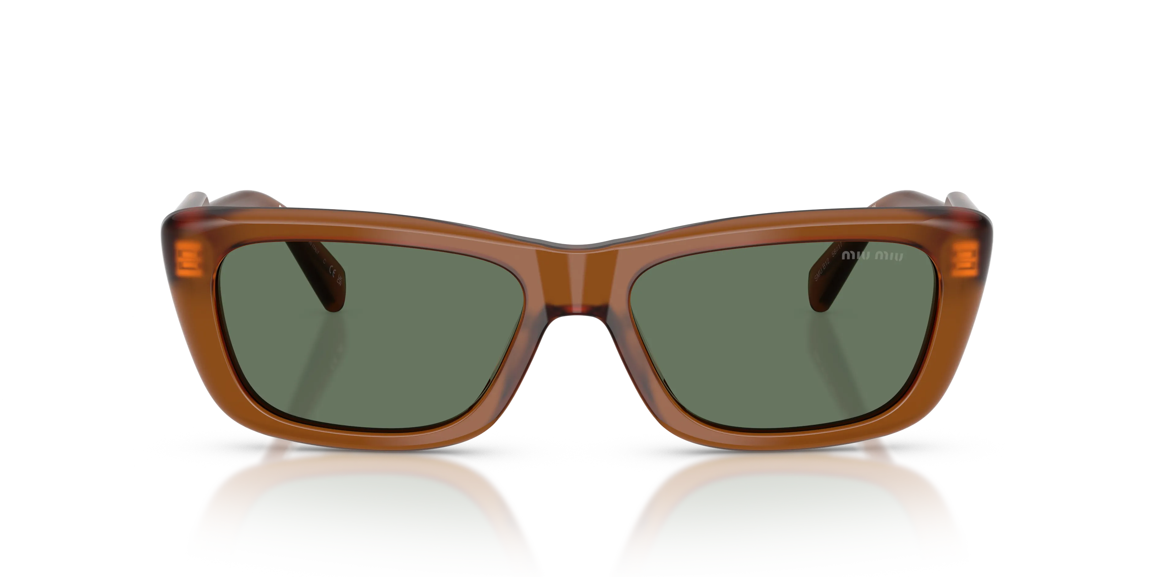 Miu Miu MU B12S 22I70L Occhiali da sole Acetato Marrone Verde Squadrata Normale - immagine 3