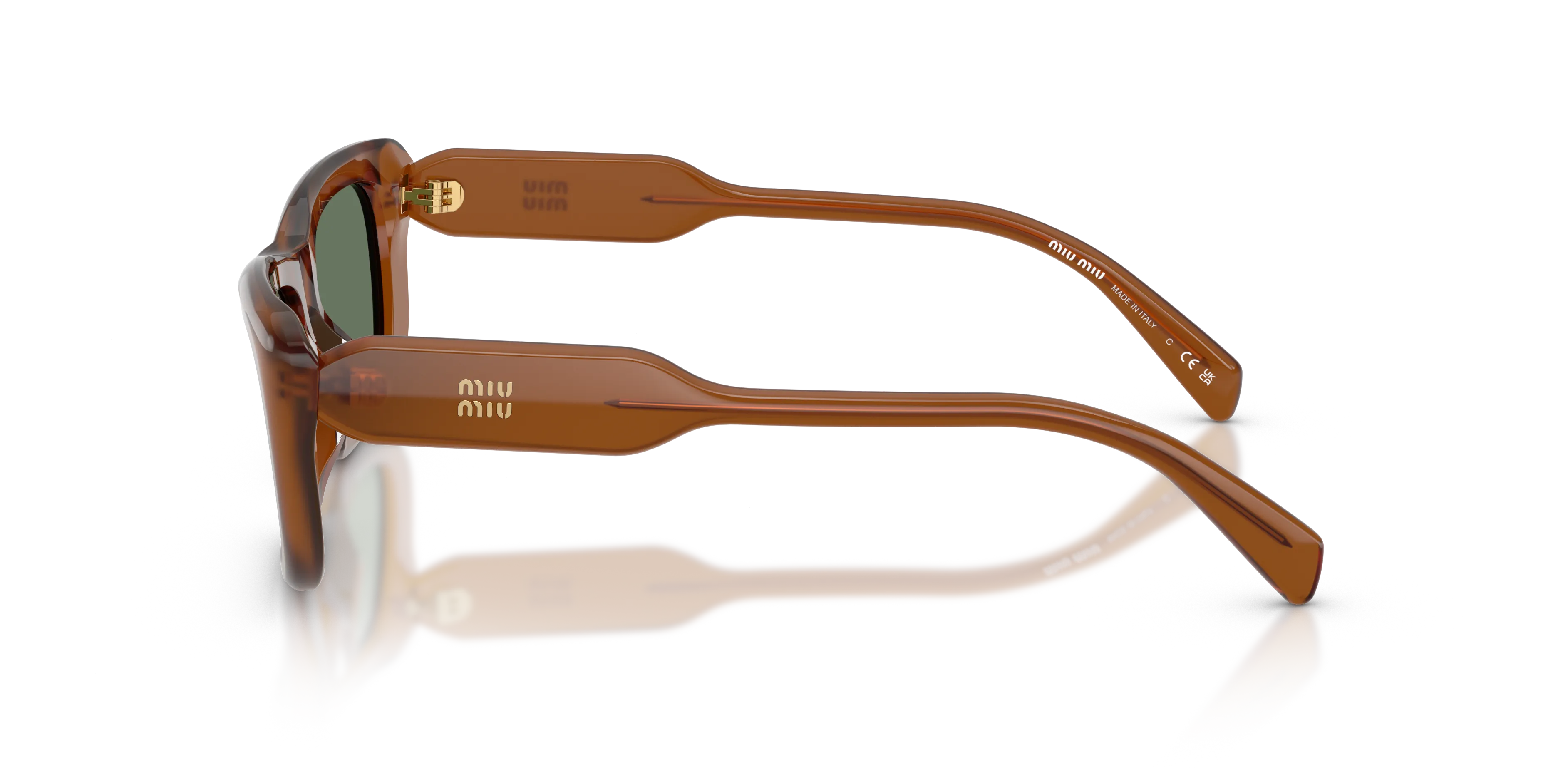 Miu Miu MU B12S 22I70L Occhiali da sole Acetato Marrone Verde Squadrata Normale - immagine 4