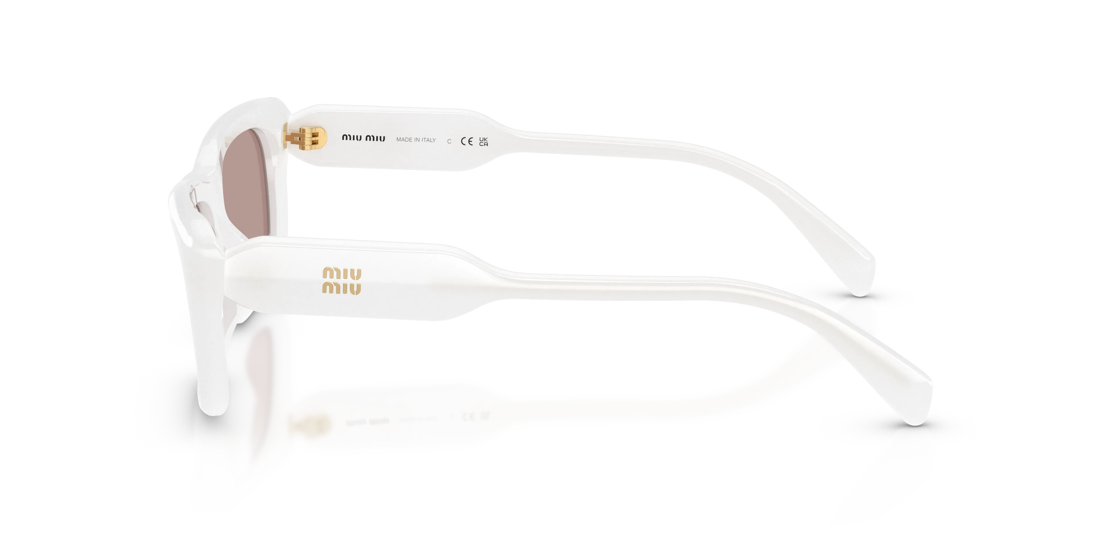 Miu Miu MU B12S 20M20I Occhiali da sole Acetato Bianco Marrone Squadrata Normale - immagine 4