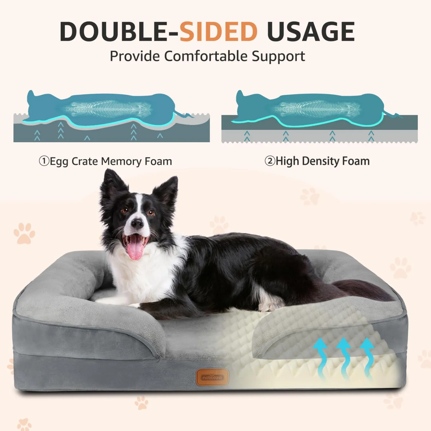 Nobleza Cuccia Cane Interno Taglia Media, 89x63x17cm, Cuscino per Cani Grandi Impermeabile, Cuccia Ortopedica per Cani Grandi, Lettino per Cane Sfoderabile e Lavabile - immagine 3