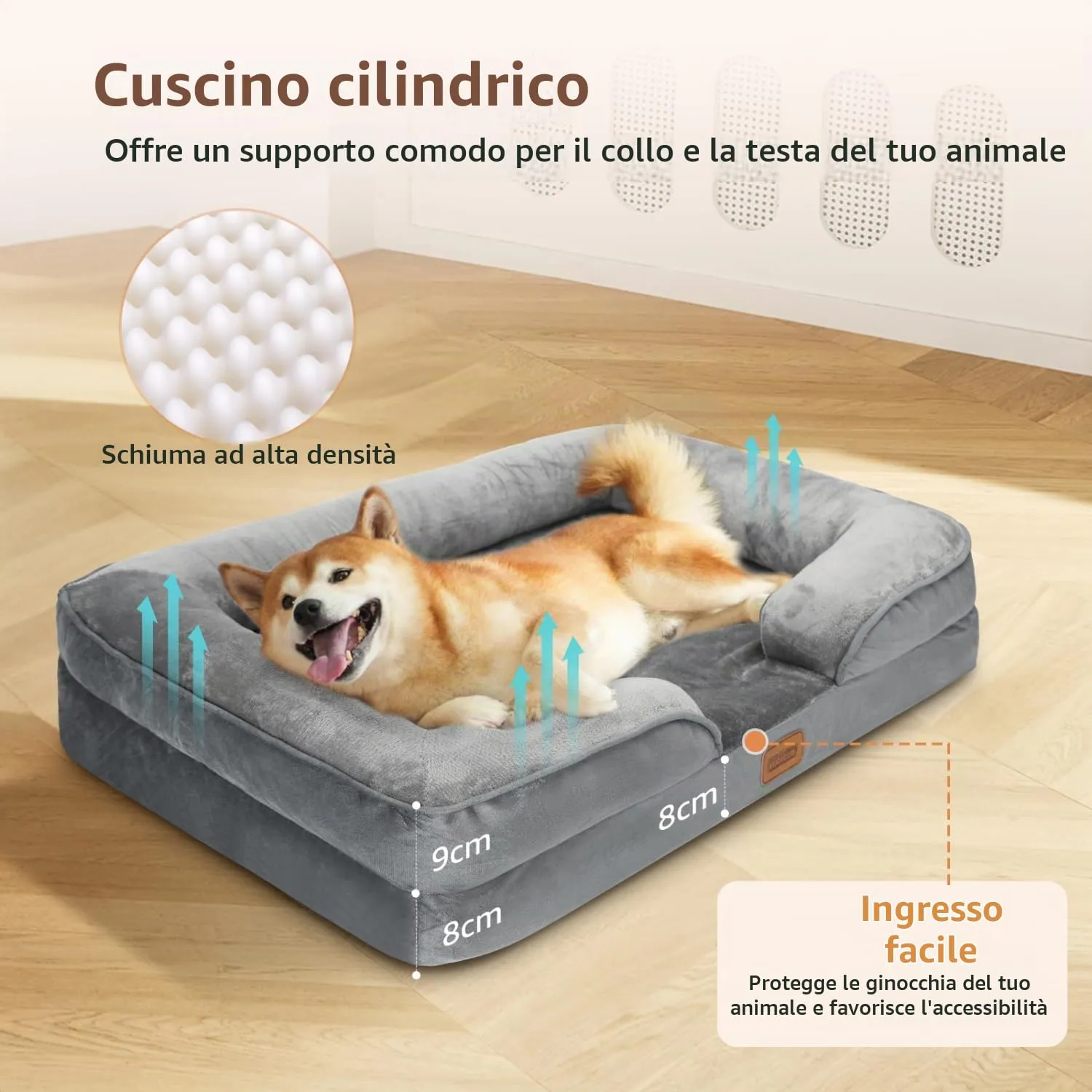 Nobleza Cuccia Cane Interno Taglia Media, 89x63x17cm, Cuscino per Cani Grandi Impermeabile, Cuccia Ortopedica per Cani Grandi, Lettino per Cane Sfoderabile e Lavabile - immagine 7