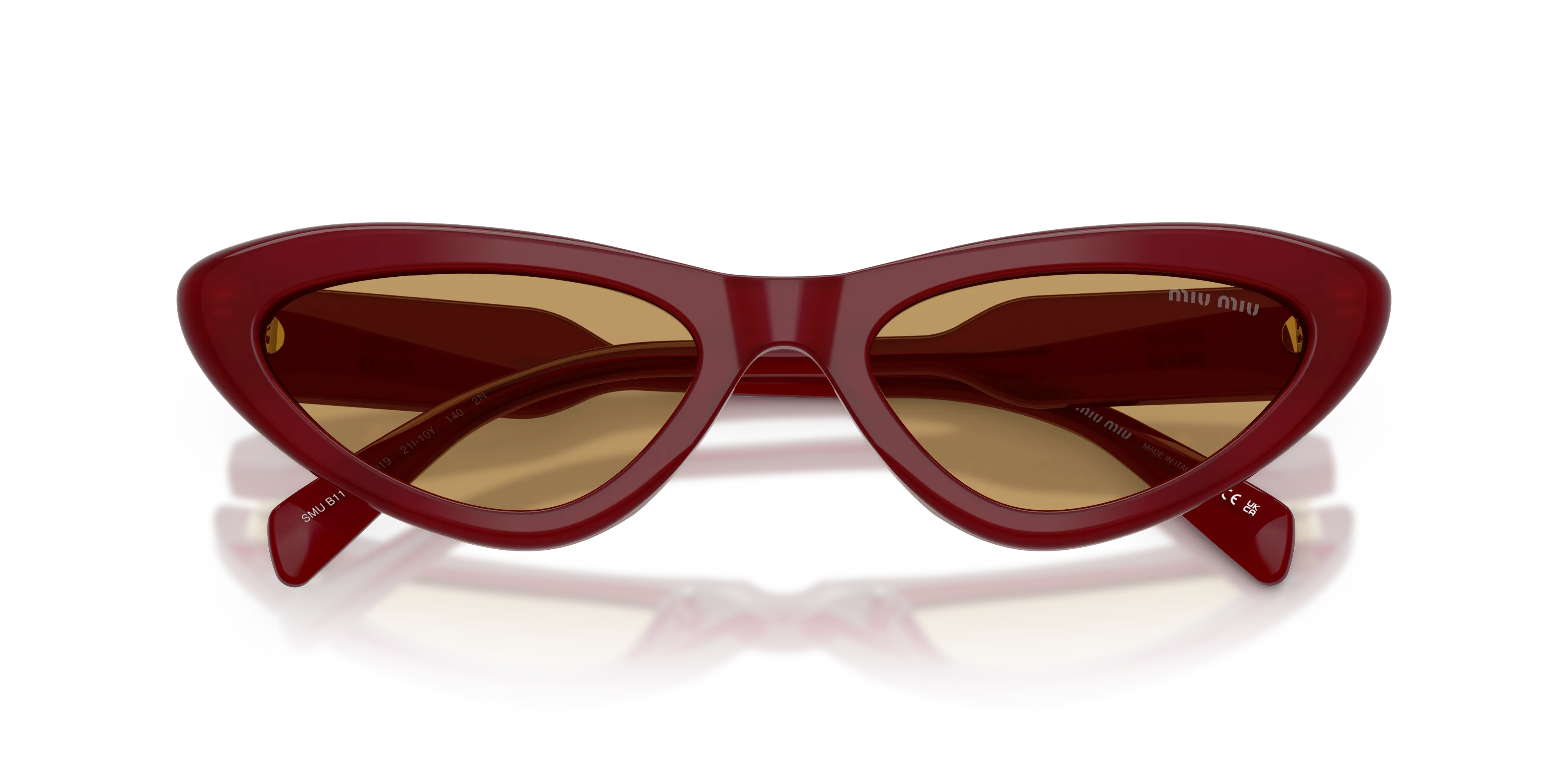 Miu Miu MU B11SU 21I10Y Occhiali da sole Acetato Viola Marrone Cat Eye Normale - immagine 2