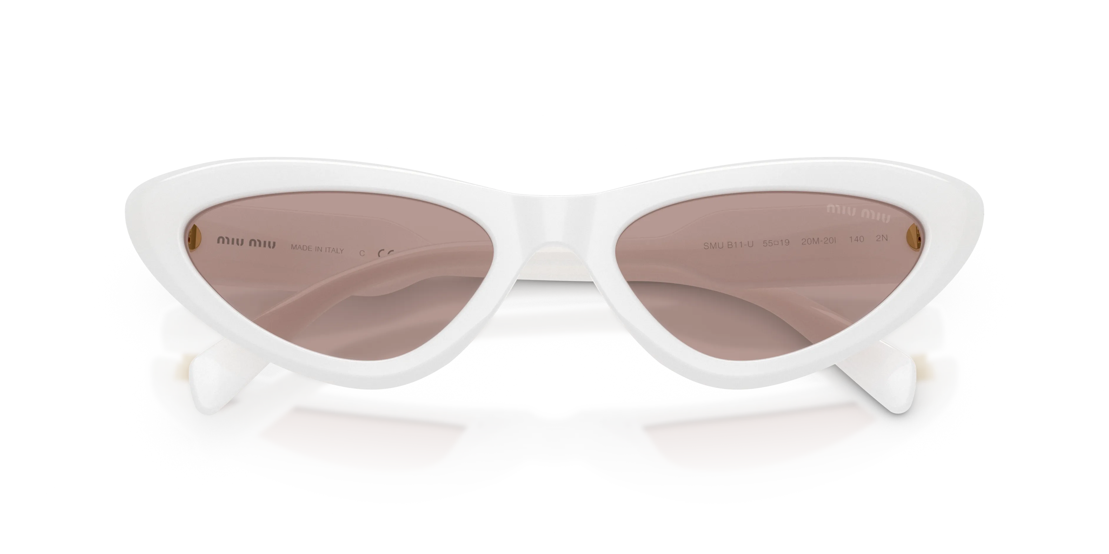 Miu Miu MU B11SU 20M20I Occhiali da sole Acetato Bianco Marrone Cat Eye Normale - immagine 2