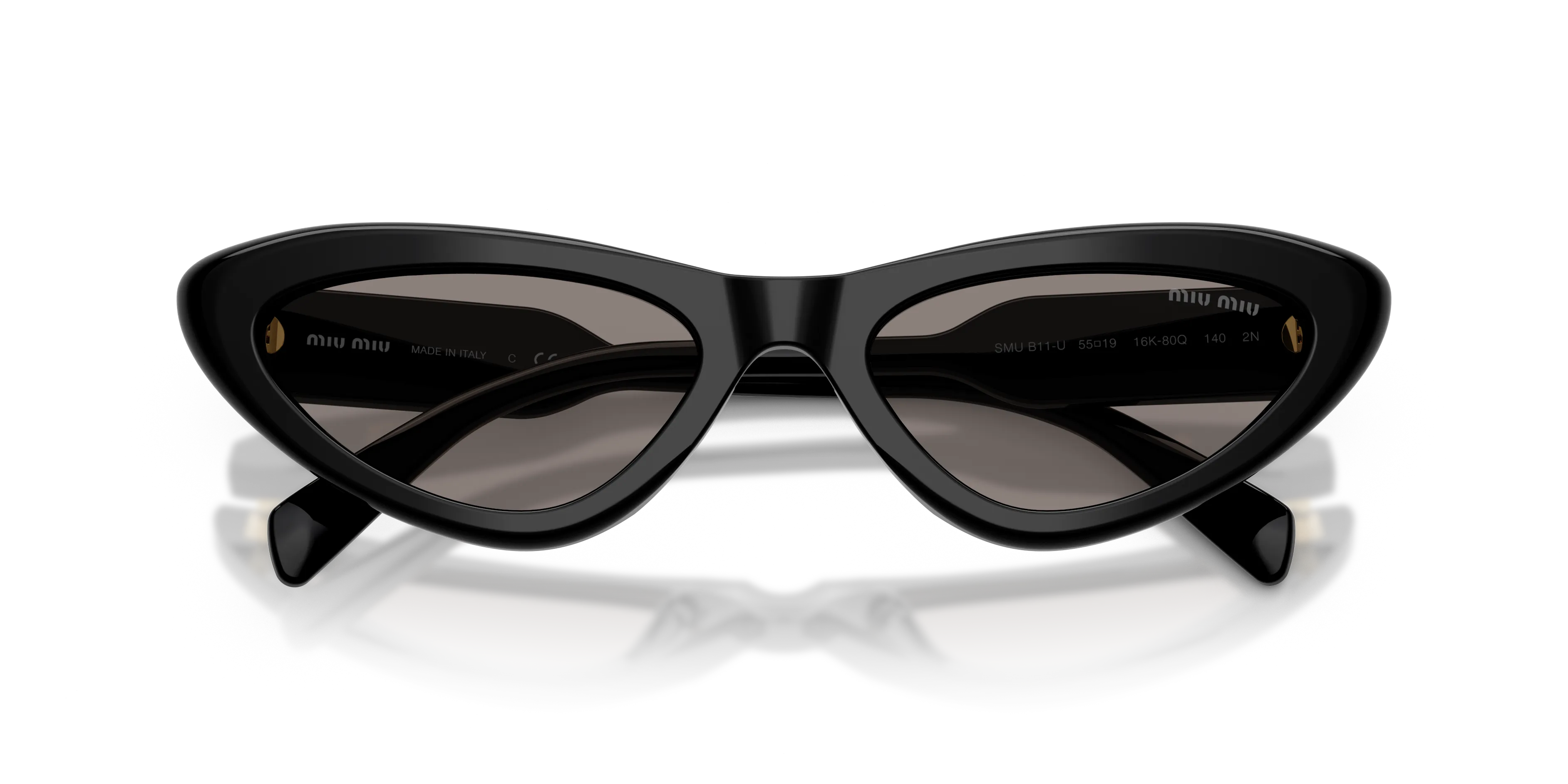 Miu Miu MU B11SU 16K80Q Occhiali da sole Acetato Nero Grigio Cat Eye Normale - immagine 2