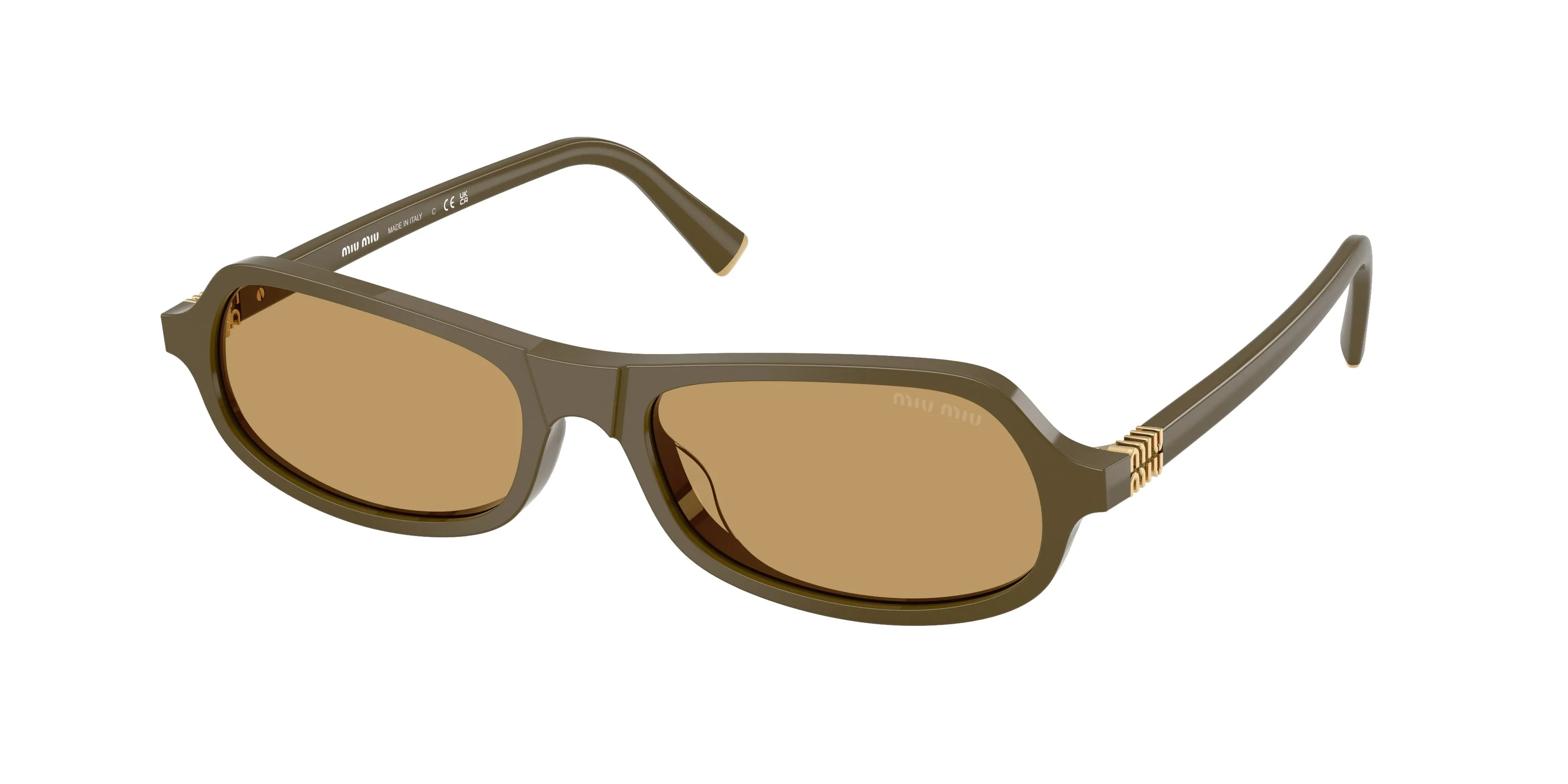 Miu Miu MU B10SU 25L10Y Occhiali da sole Acetato Verde Marrone Geometrica Normale - immagine 1
