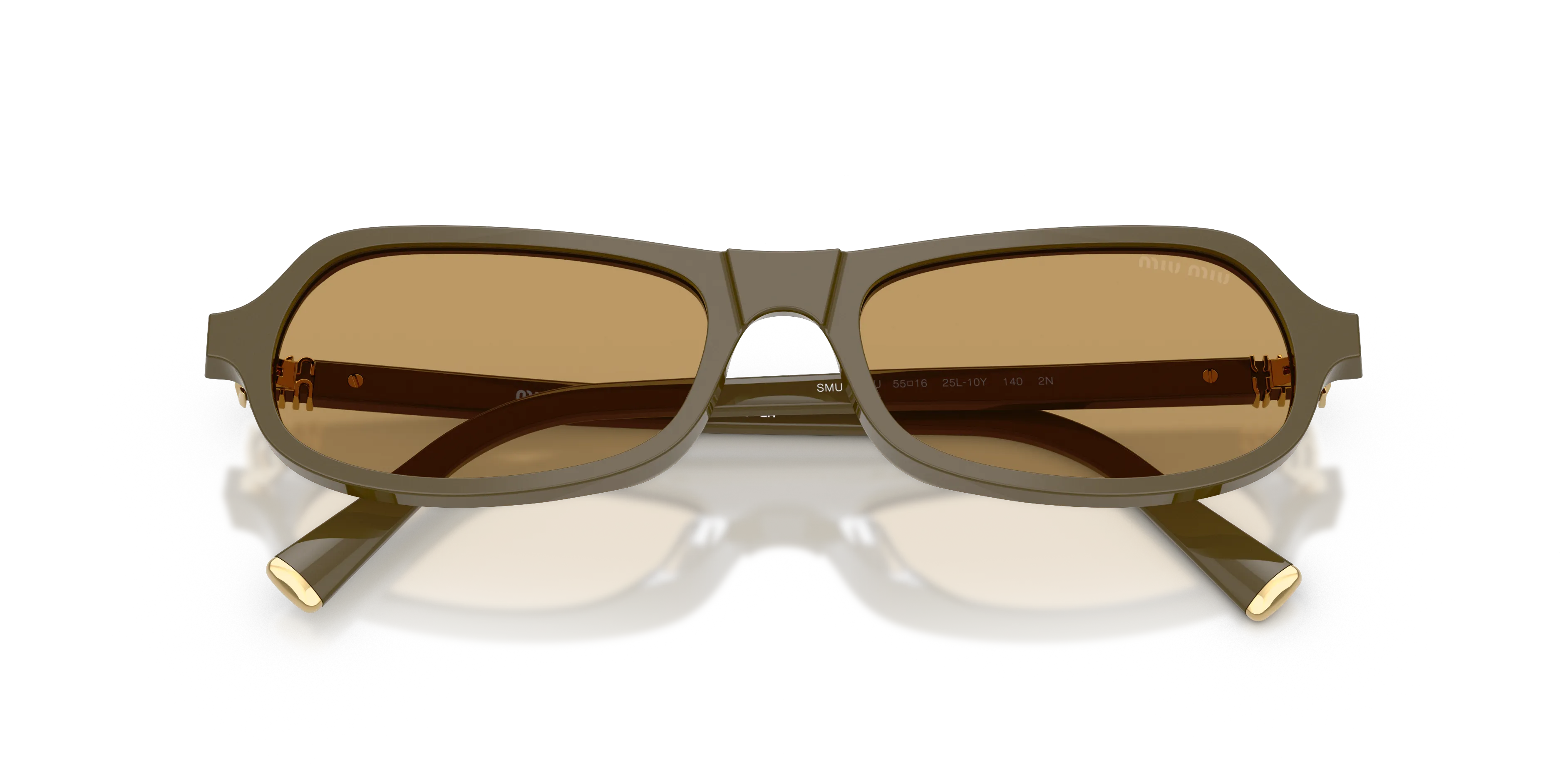Miu Miu MU B10SU 25L10Y Occhiali da sole Acetato Verde Marrone Geometrica Normale - immagine 2