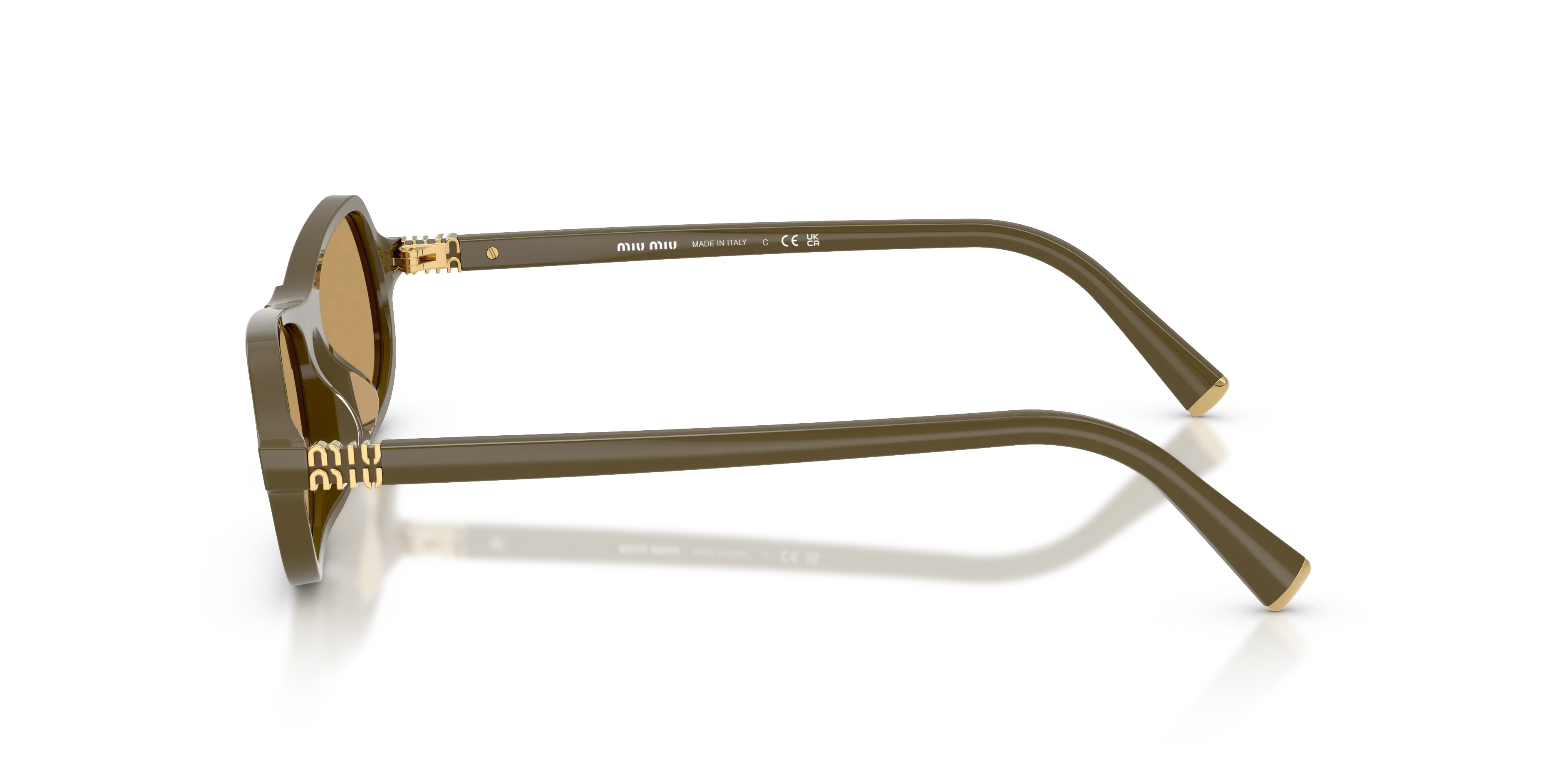 Miu Miu MU B10SU 25L10Y Occhiali da sole Acetato Verde Marrone Geometrica Normale - immagine 4