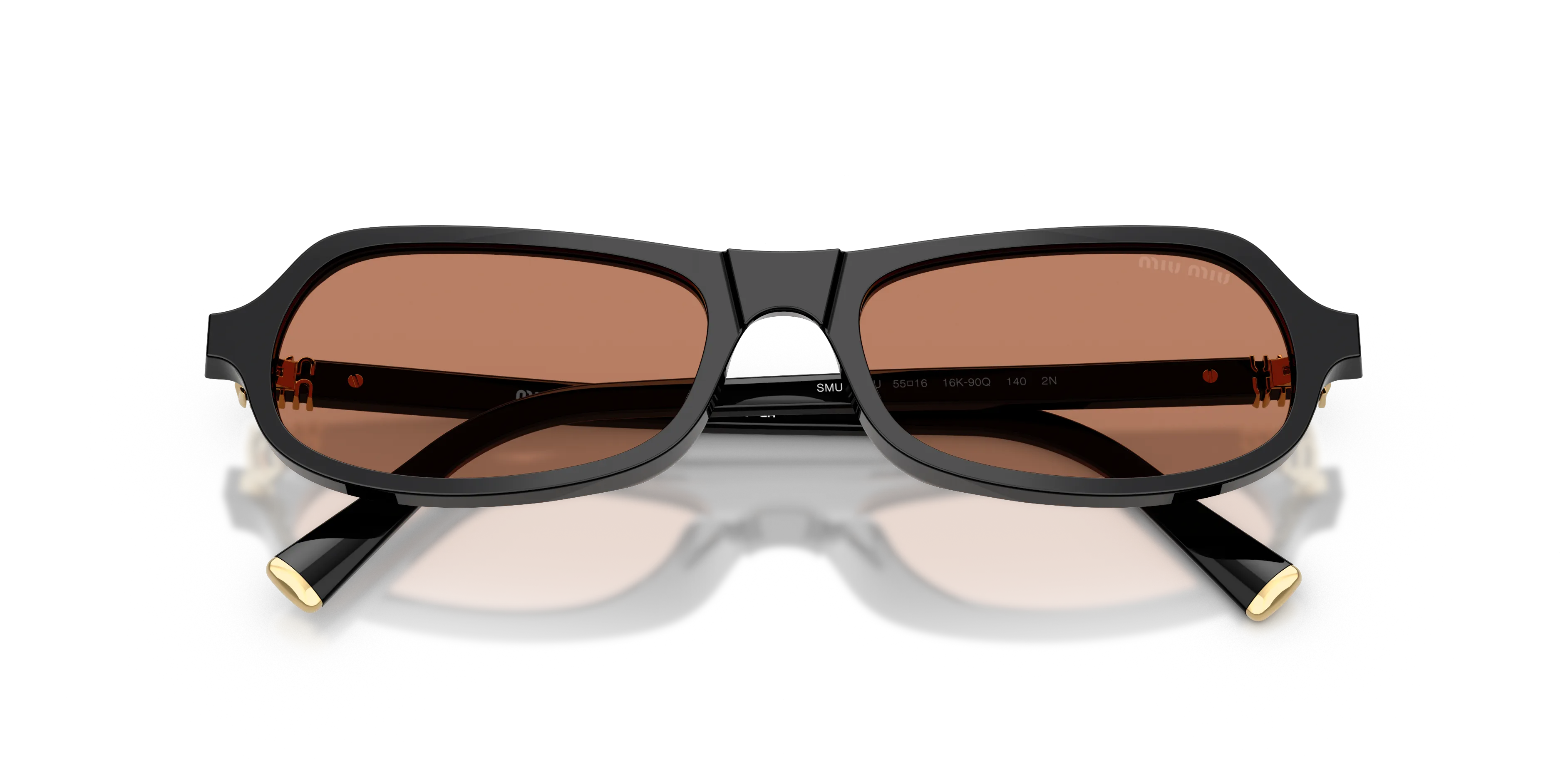Miu Miu MU B10SU 16K90Q Occhiali da sole Acetato Nero Marrone Geometrica Normale - immagine 2