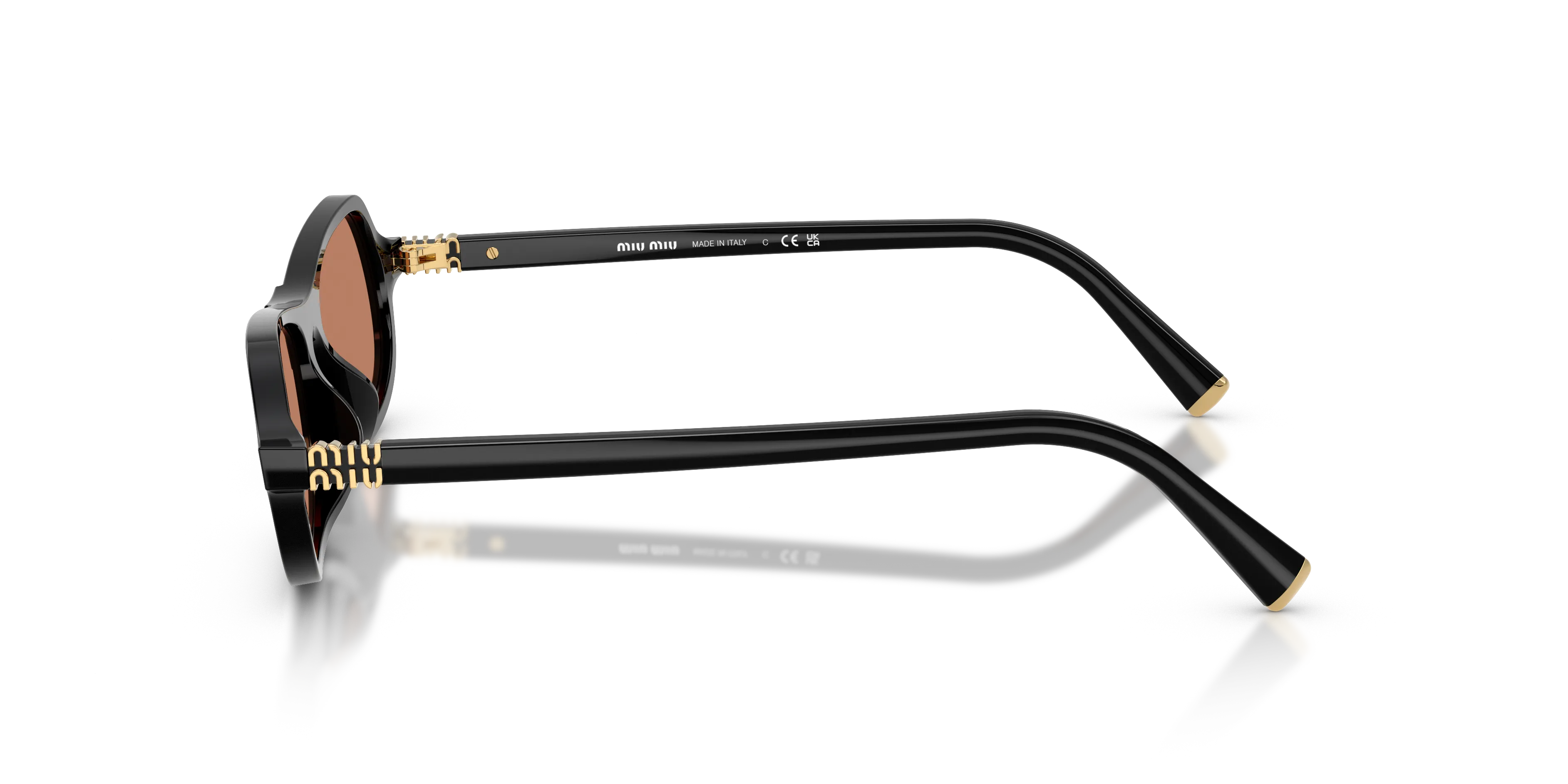 Miu Miu MU B10SU 16K90Q Occhiali da sole Acetato Nero Marrone Geometrica Normale - immagine 4