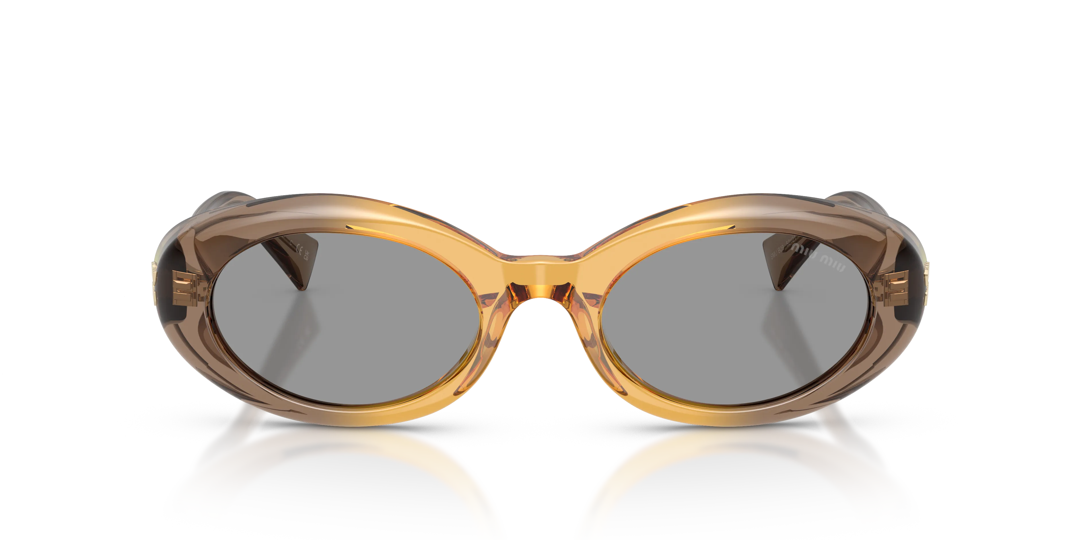 Miu Miu MU B09S 24M50Q Occhiali da sole Acetato Beige Grigio Rotonda Normale - immagine 3