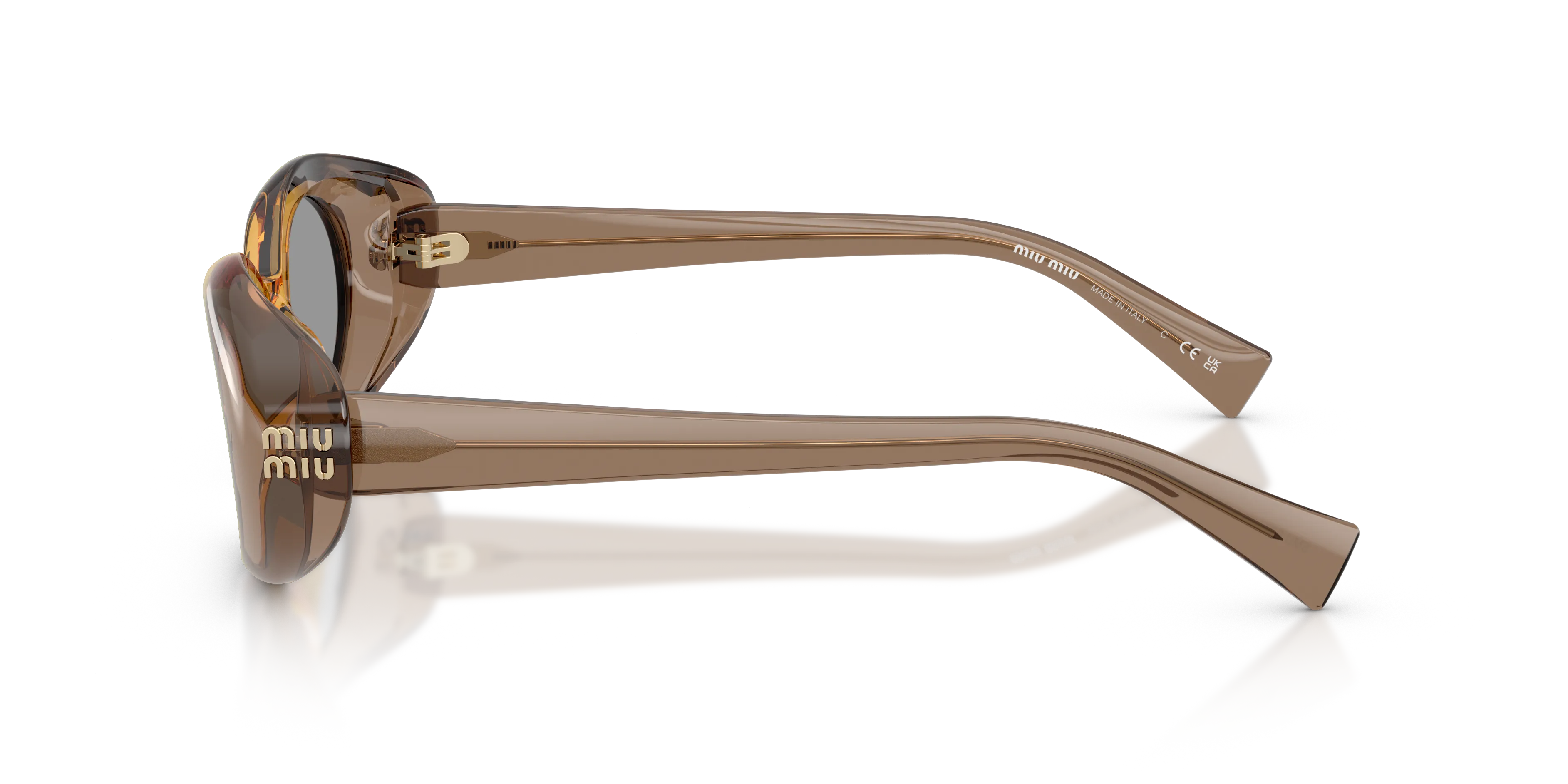 Miu Miu MU B09S 24M50Q Occhiali da sole Acetato Beige Grigio Rotonda Normale - immagine 4
