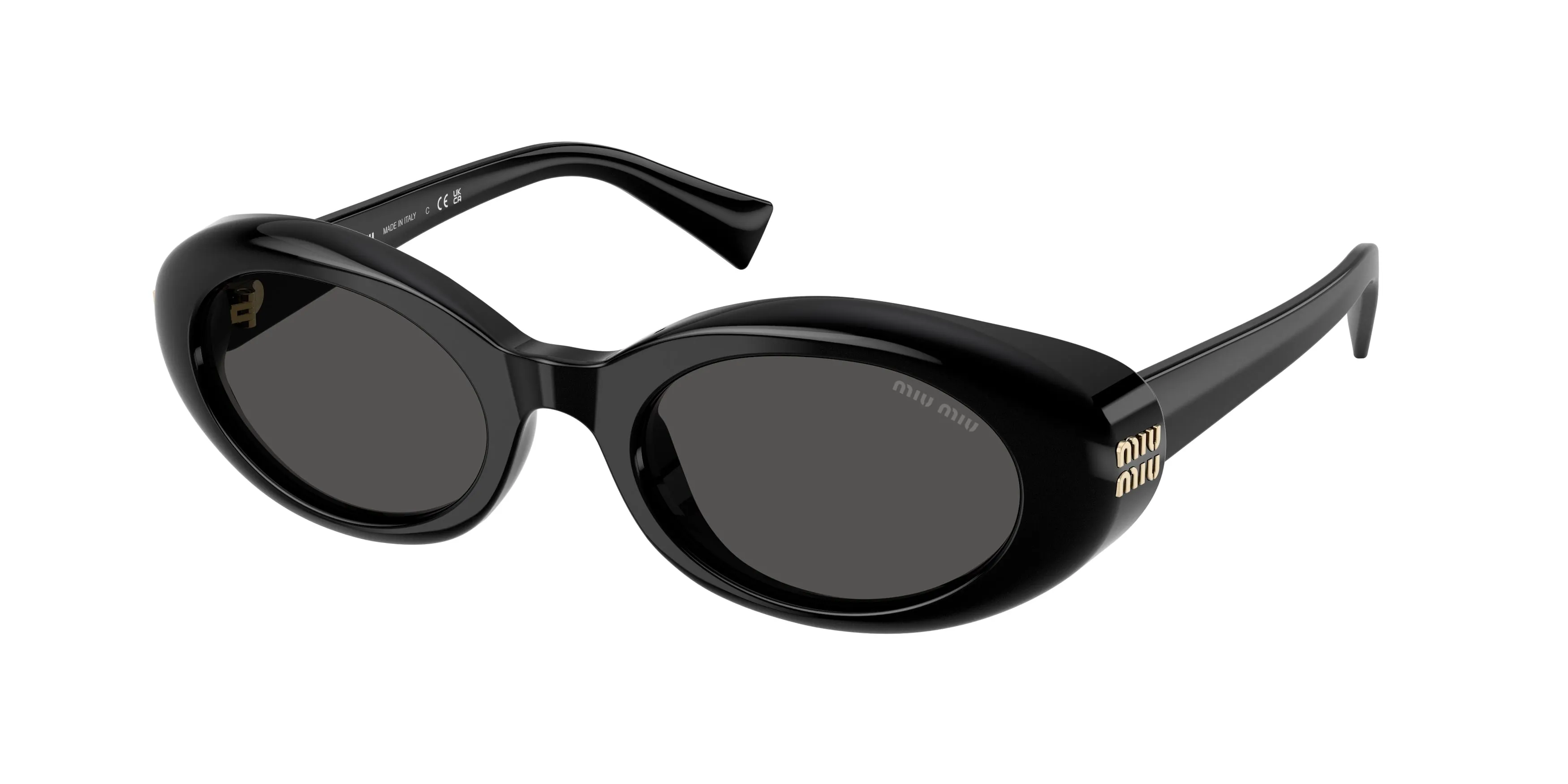 Miu Miu MU B09S 16K08Z Occhiali da sole Acetato Nero Grigio Rotonda Normale - immagine 1