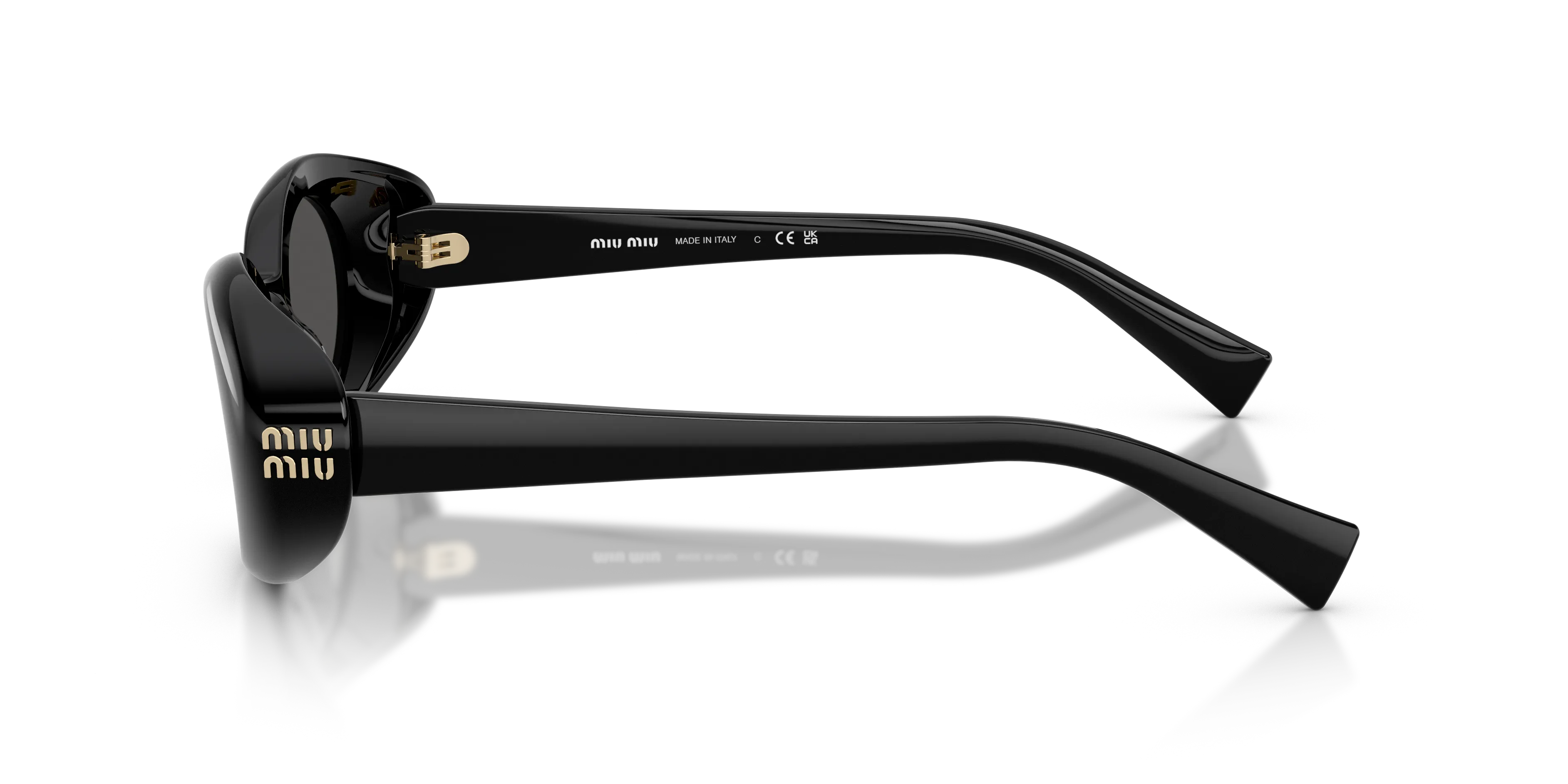 Miu Miu MU B09S 16K08Z Occhiali da sole Acetato Nero Grigio Rotonda Normale - immagine 4