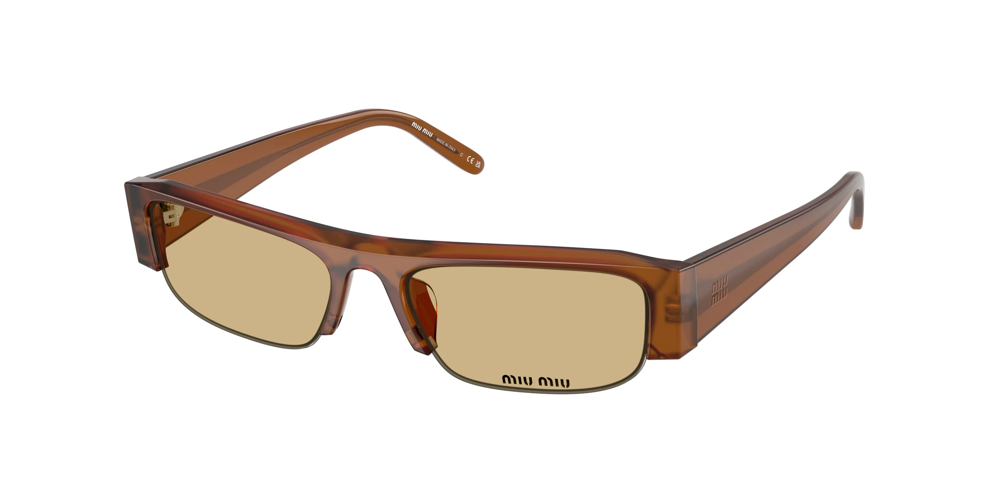 Miu Miu MU B07S 22I10R Occhiali da sole Acetato Marrone Giallo Squadrata Normale - immagine 1