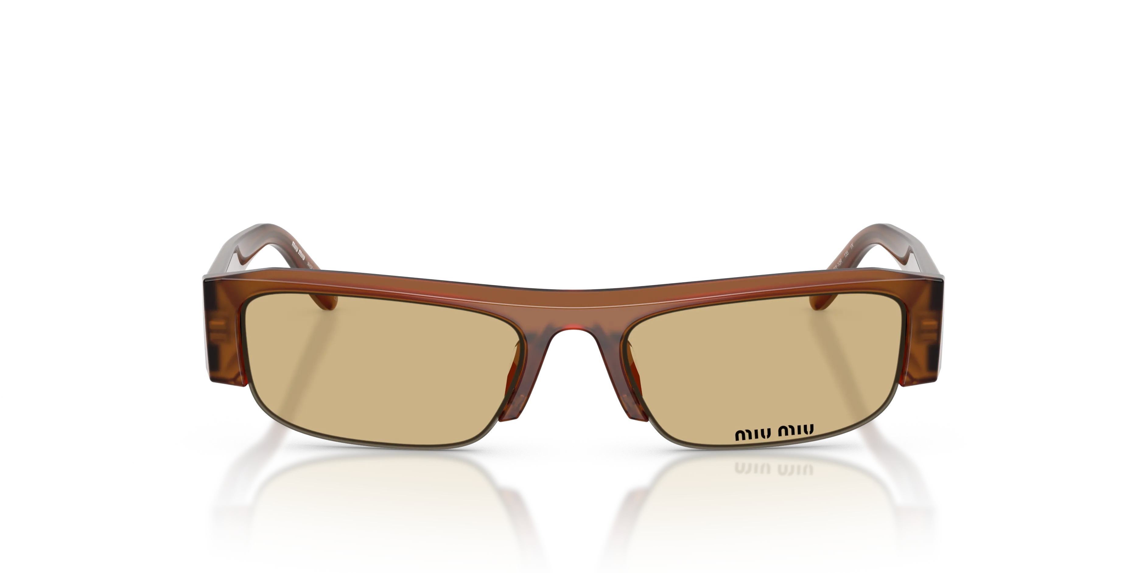 Miu Miu MU B07S 22I10R Occhiali da sole Acetato Marrone Giallo Squadrata Normale - immagine 3