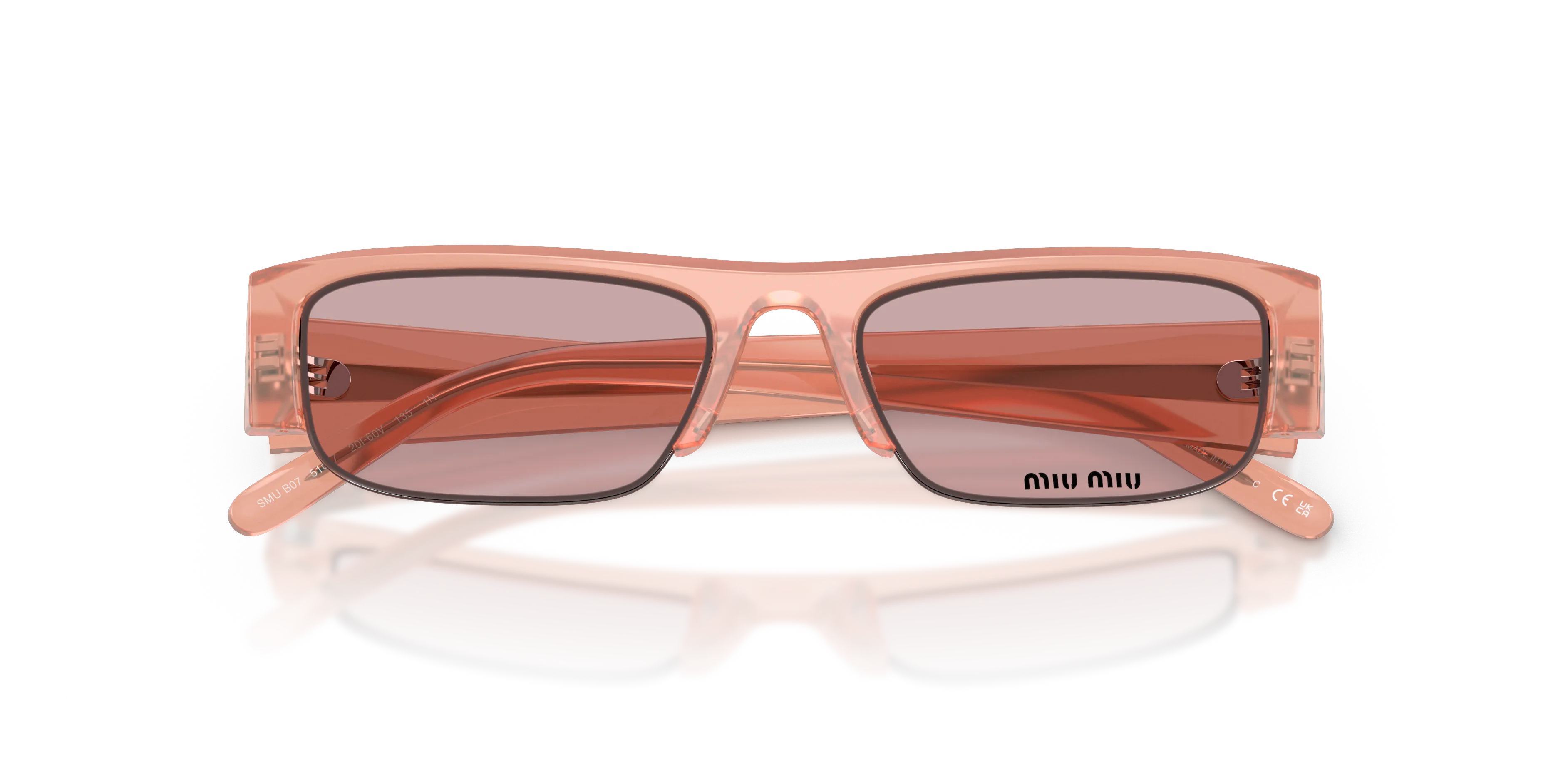 Miu Miu MU B07S 20I60V Occhiali da sole Acetato Rosa Rosa Squadrata Normale - immagine 2