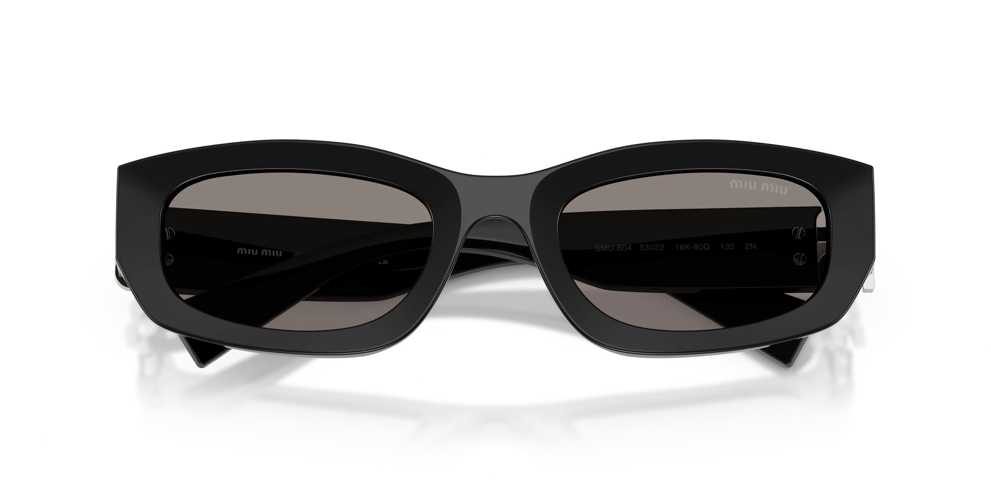 Miu Miu MU B04S 16K80Q Occhiali da sole Acetato Nero Grigio Geometrica Normale - immagine 2