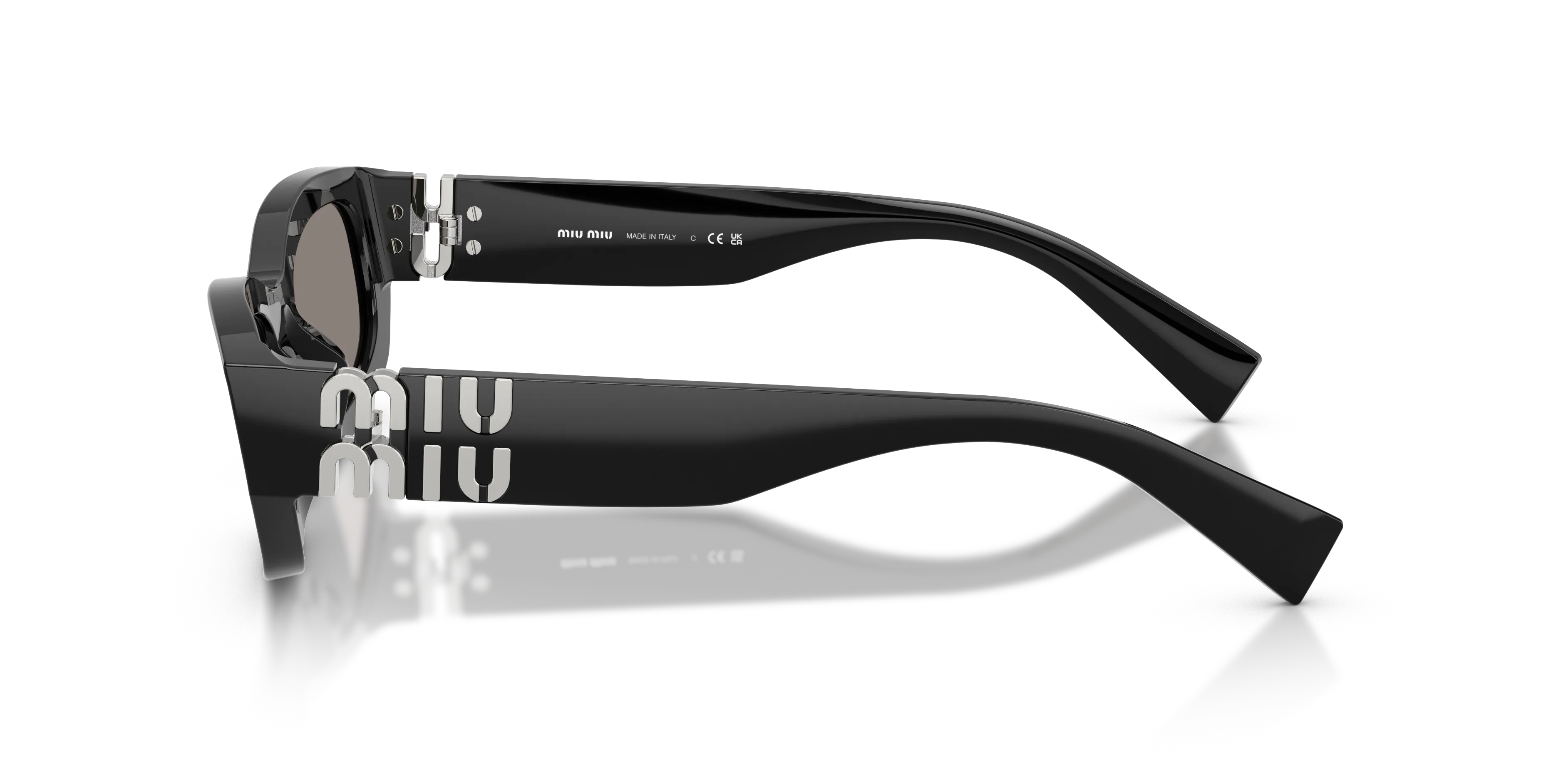 Miu Miu MU B04S 16K80Q Occhiali da sole Acetato Nero Grigio Geometrica Normale - immagine 4