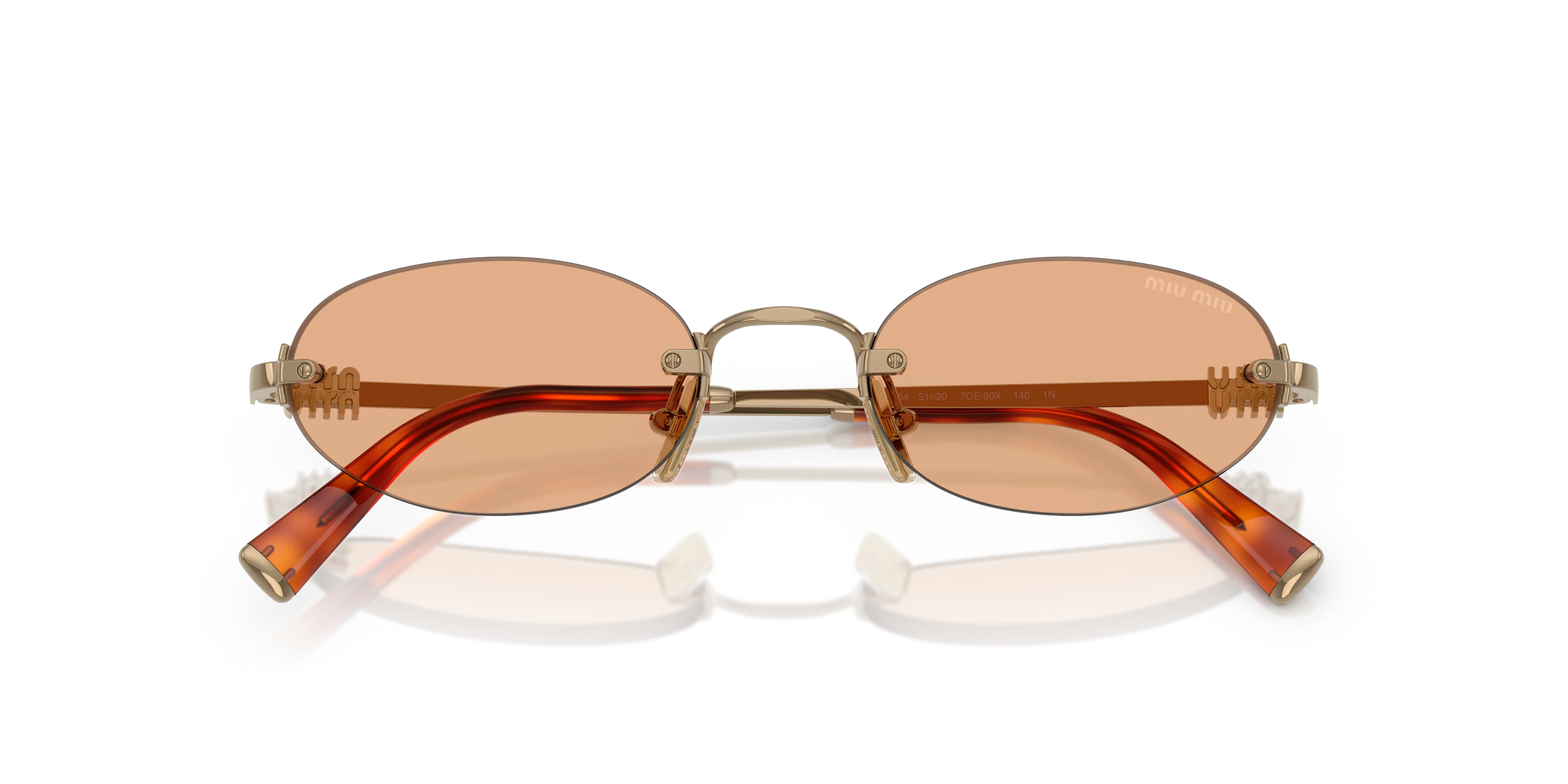 Miu Miu MU A54S 7OE90X Occhiali da sole Metallo Marrone Arancione Rotonda Normale - immagine 2