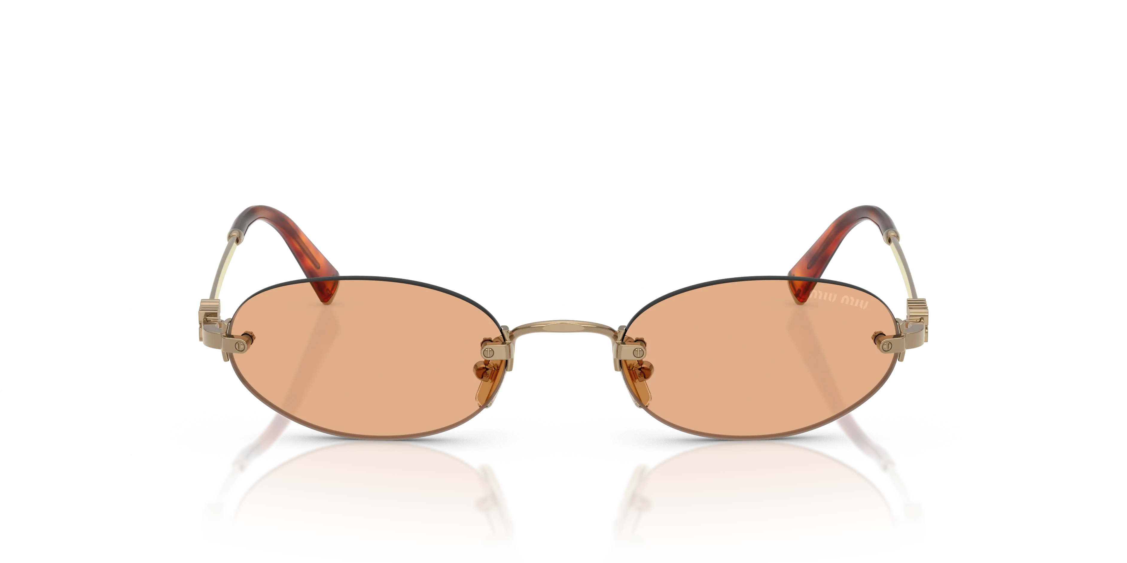 Miu Miu MU A54S 7OE90X Occhiali da sole Metallo Marrone Arancione Rotonda Normale - immagine 3