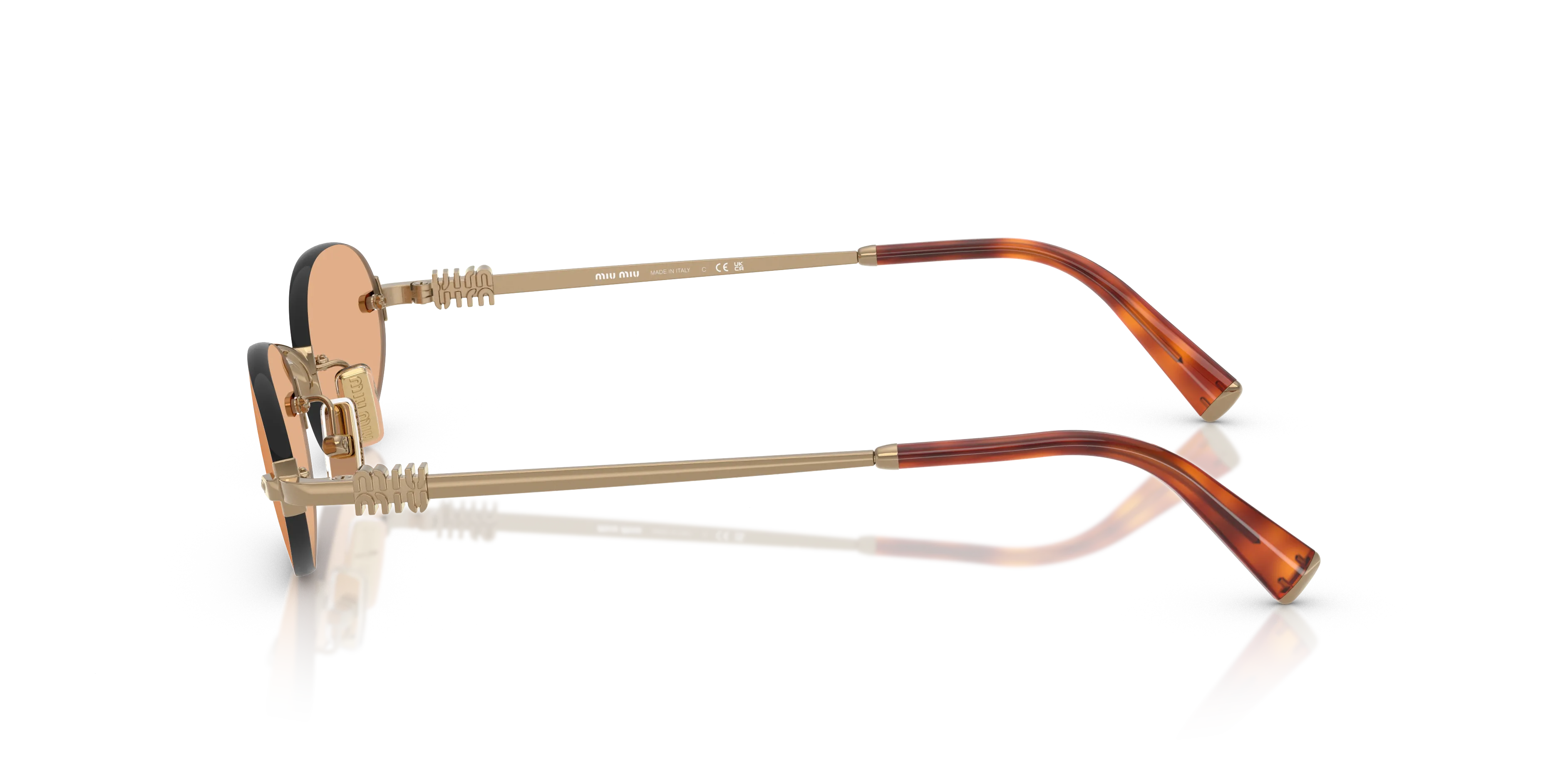 Miu Miu MU A54S 7OE90X Occhiali da sole Metallo Marrone Arancione Rotonda Normale - immagine 4