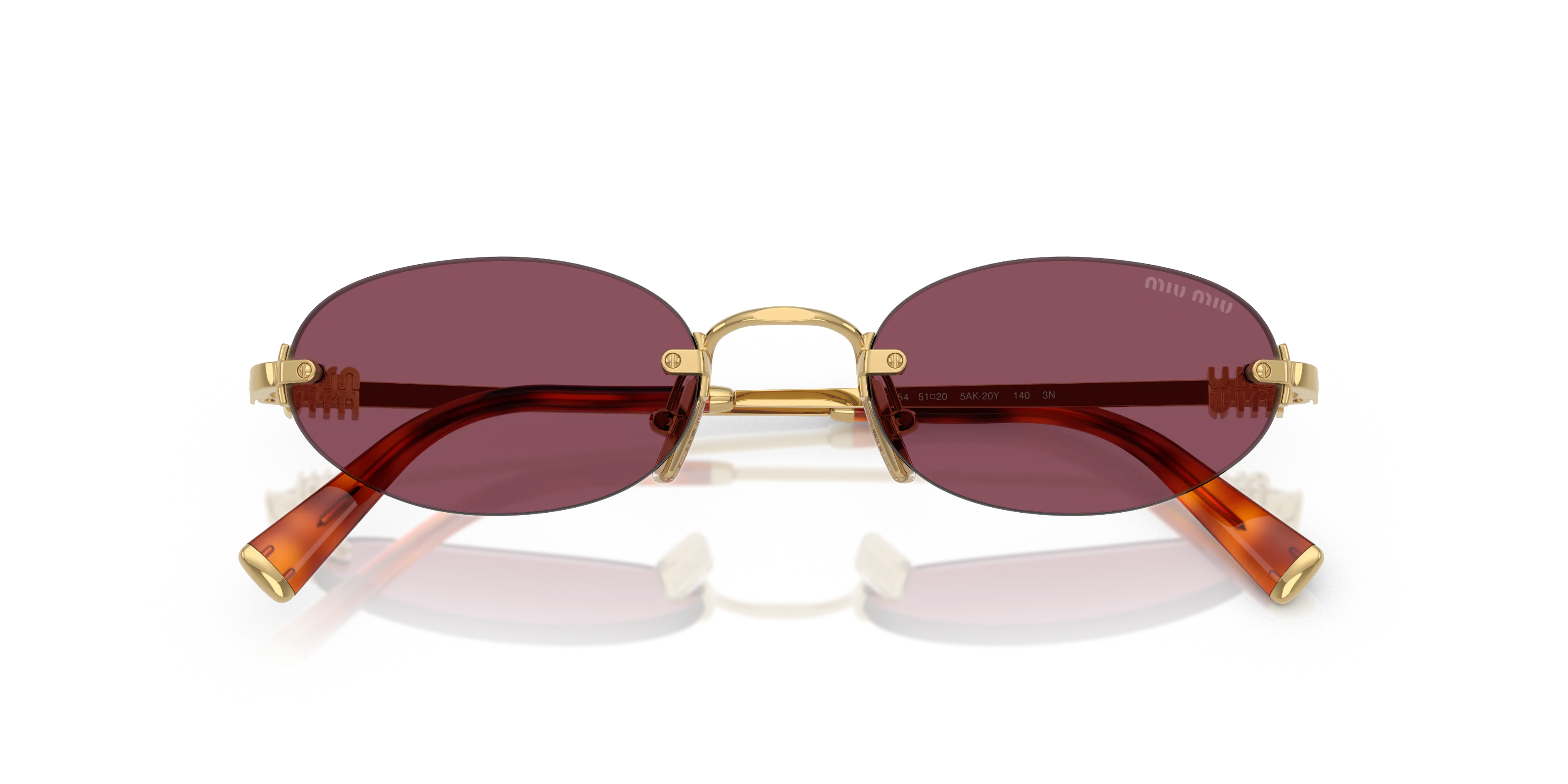 Miu Miu MU A54S 5AK20Y Occhiali da sole Metallo Oro Viola Rotonda Normale - immagine 2